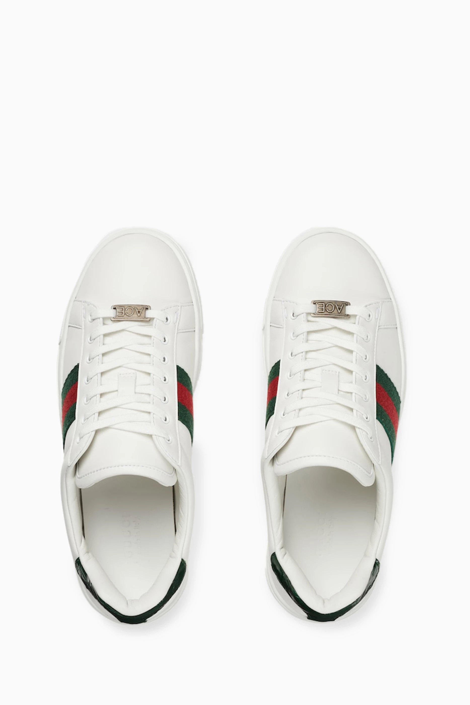 Buy Gucci White Ace Web Sneakers in Leather For Women Online