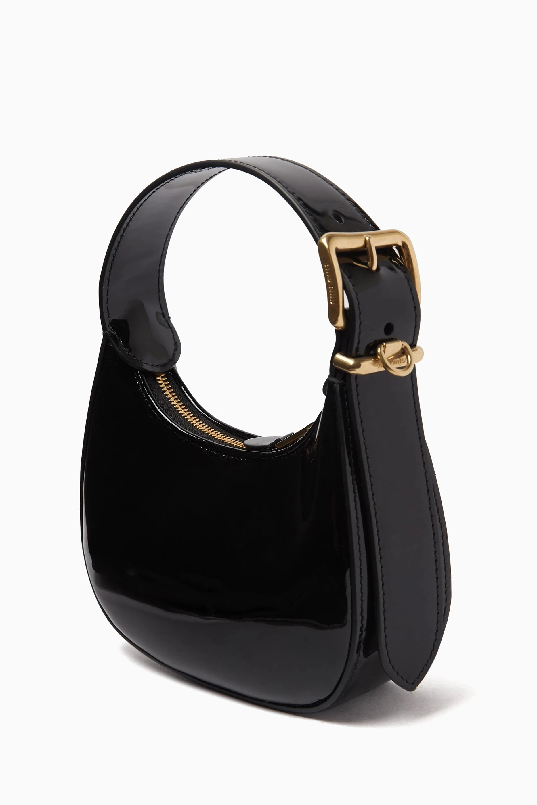 Buy Miu Miu Black Small Hobo Bag in Patent Leather For Women 