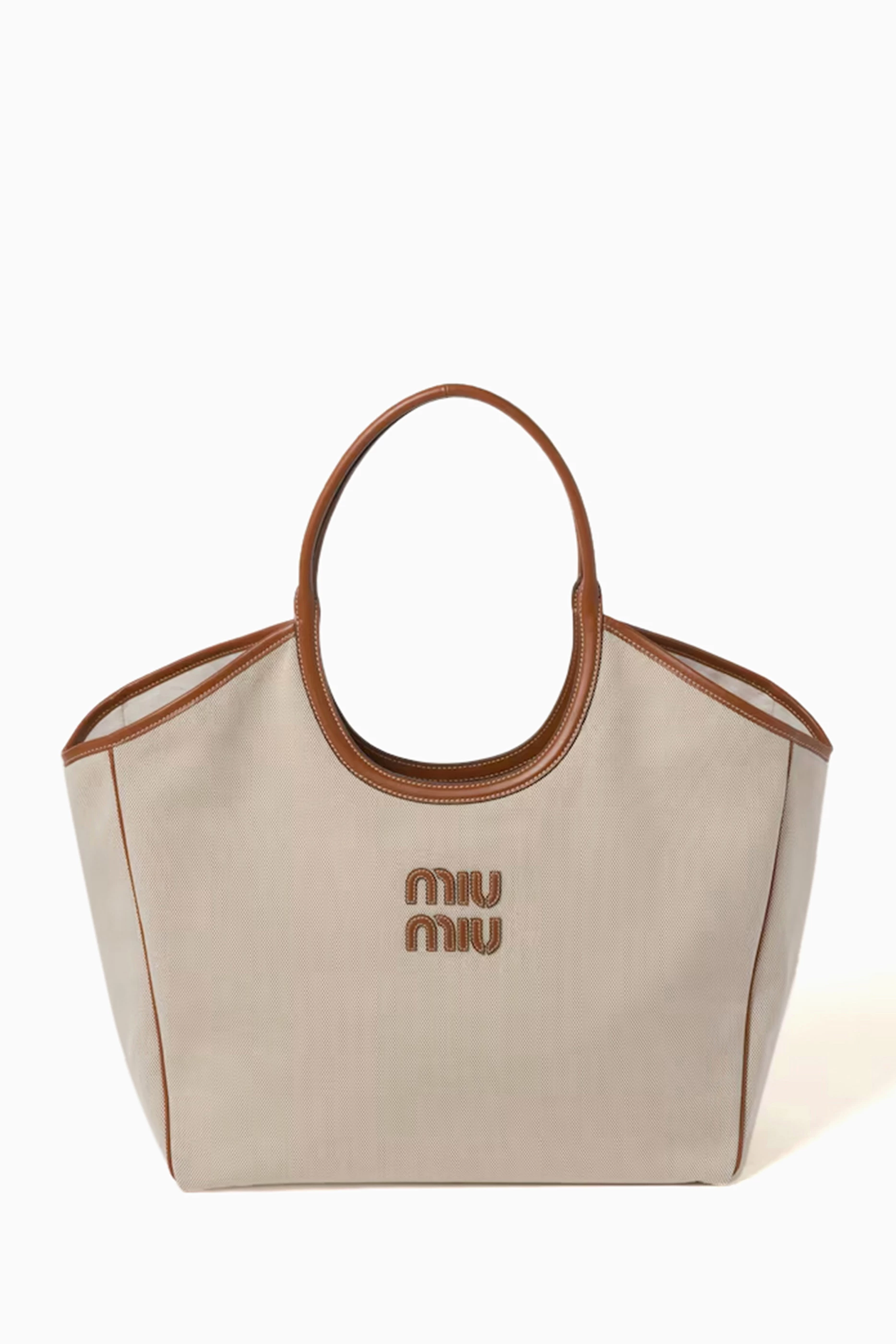 Miu miu canvas tote deals