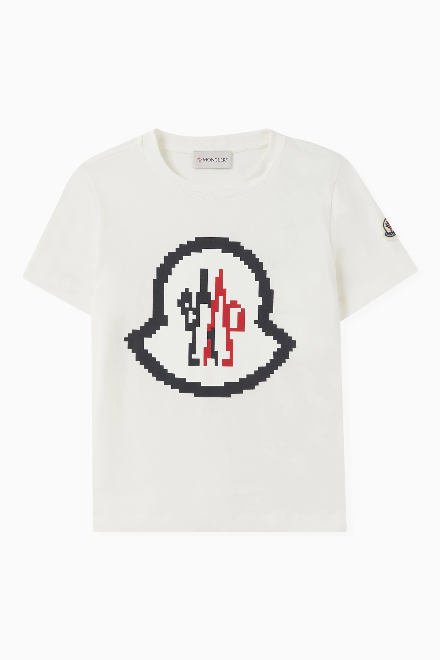 Buy Moncler Enfant White Graphic Logo T shirt in Cotton Jersey For Boys Online Ounass Saudi
