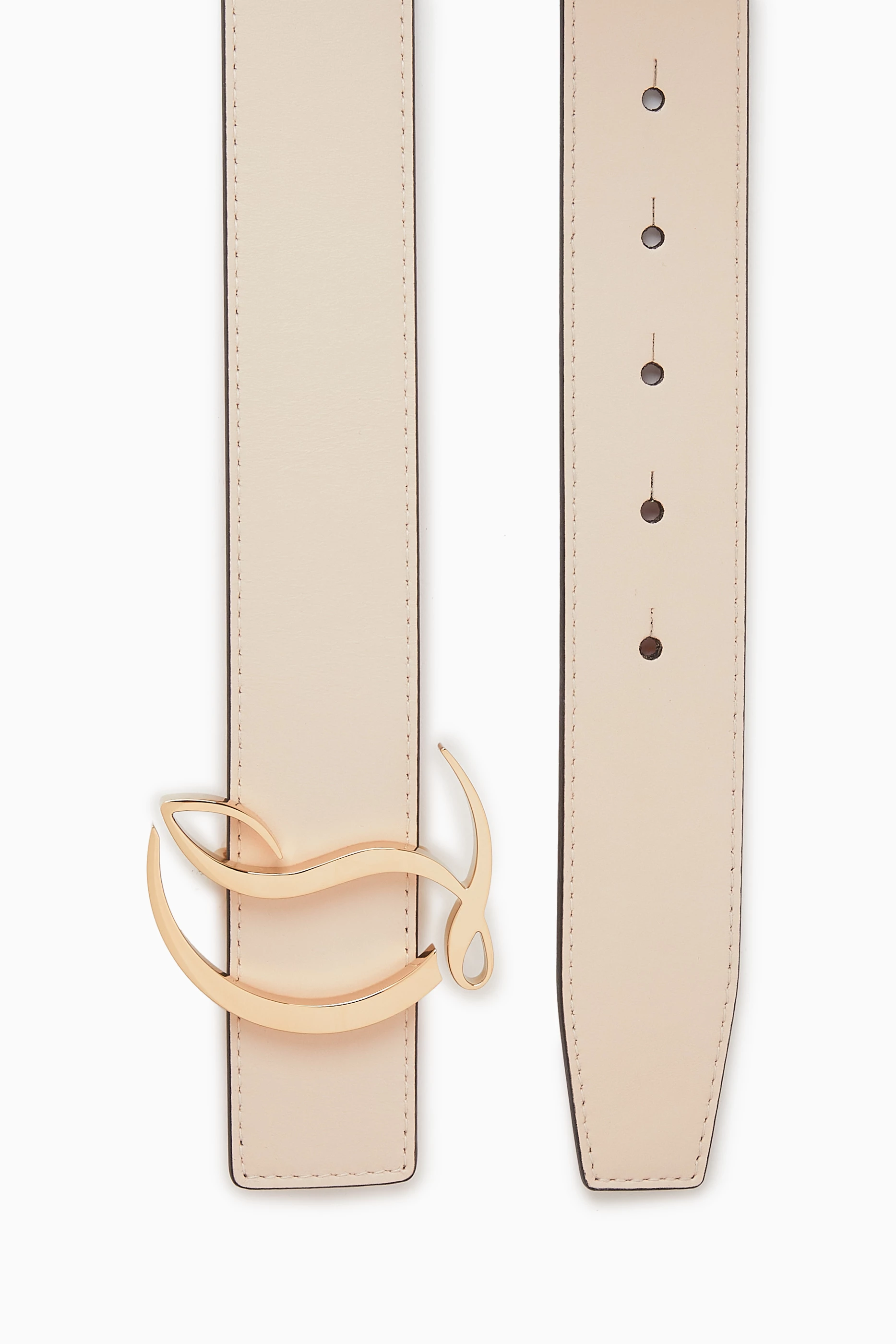 NEW Christian Louboutin W CL Logo Beige Belt with Signature Buckle Christian Louboutin CL Logo belt for Women - Brown in UAE  main image 4