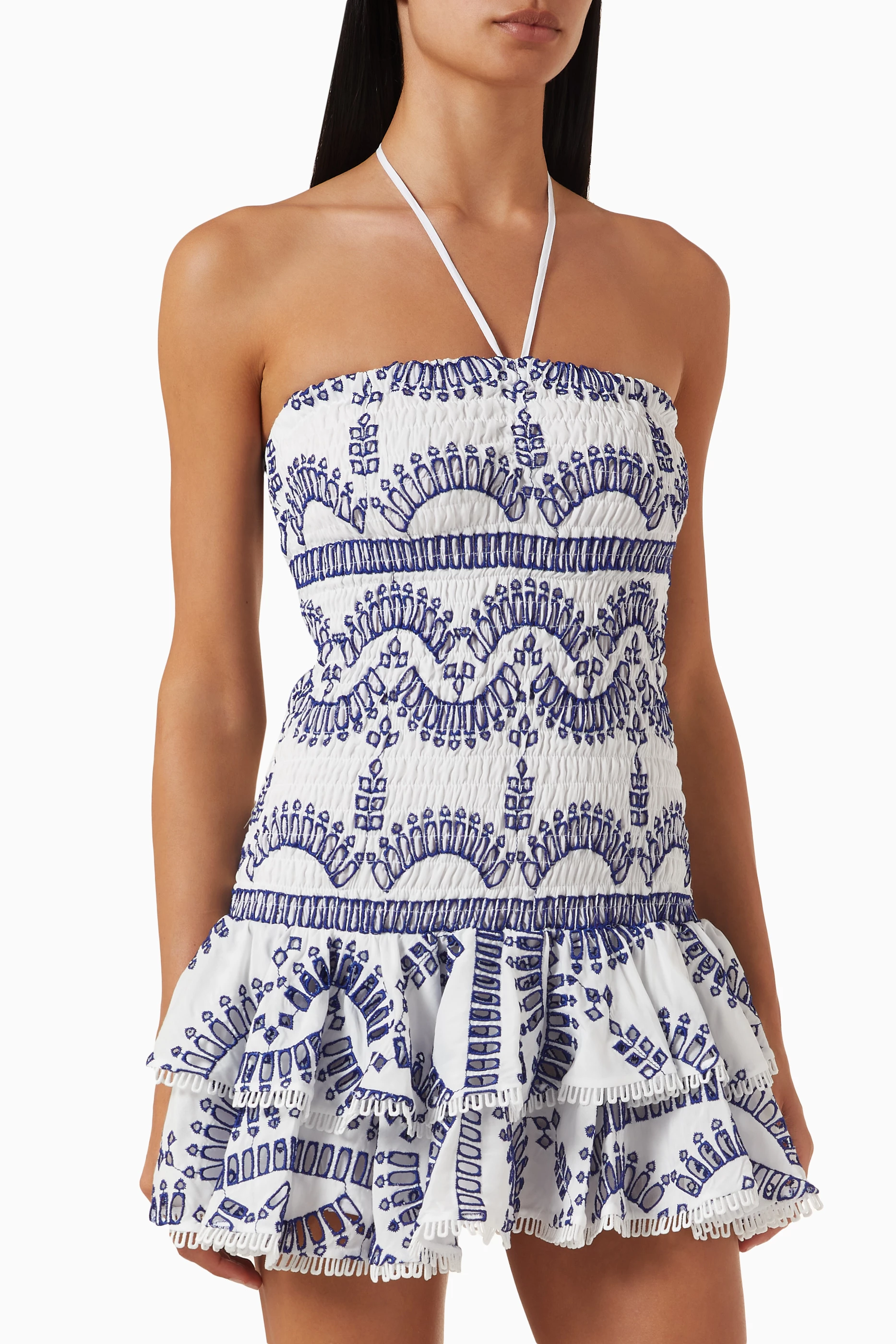 Buy Charo Ruiz Blue Megan Mini Dress in Cotton-blend Broderie For Women  Online | Ounass Saudi