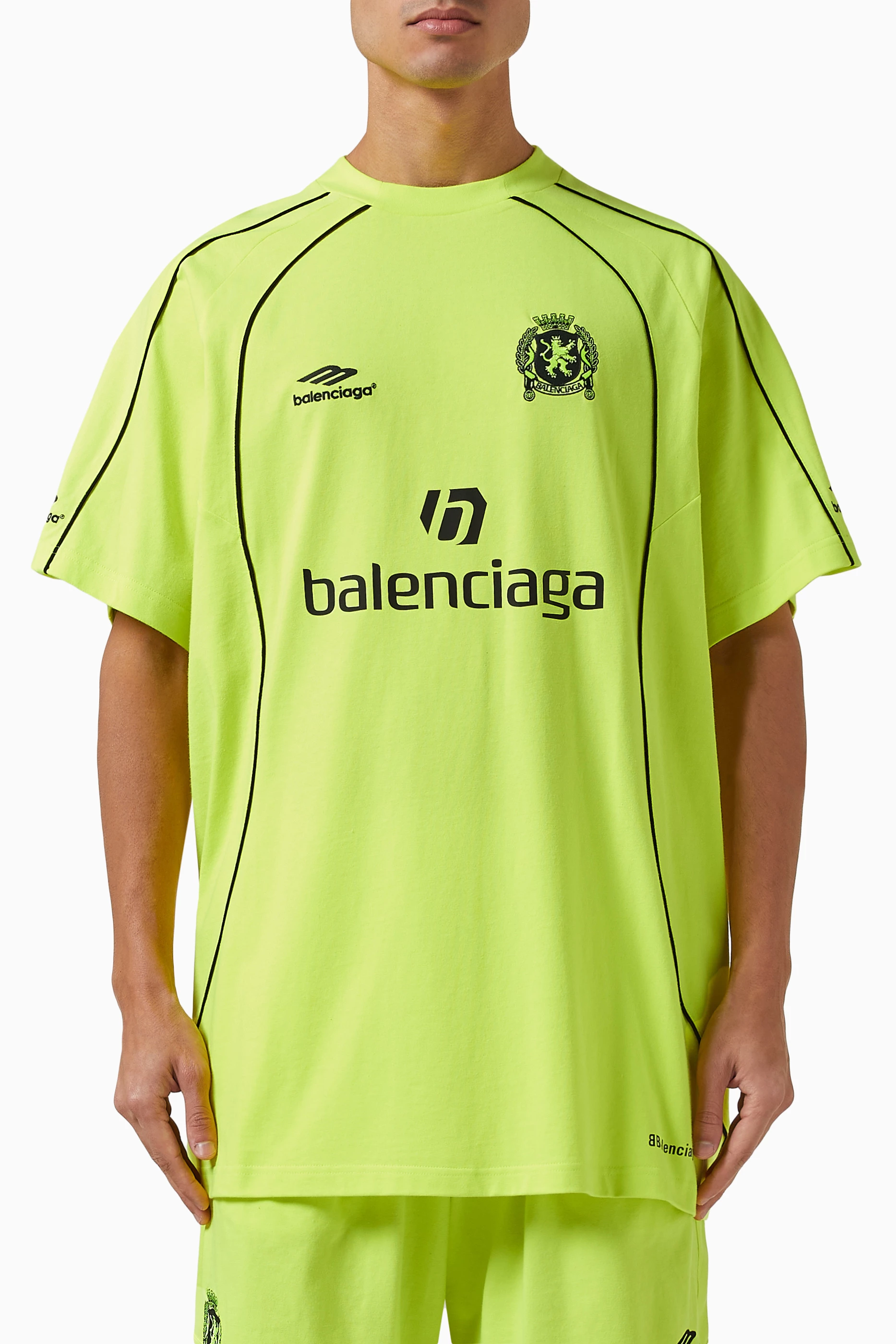 Buy Balenciaga Yellow Dubai Soccer T-Shirt in Vintage Jersey For