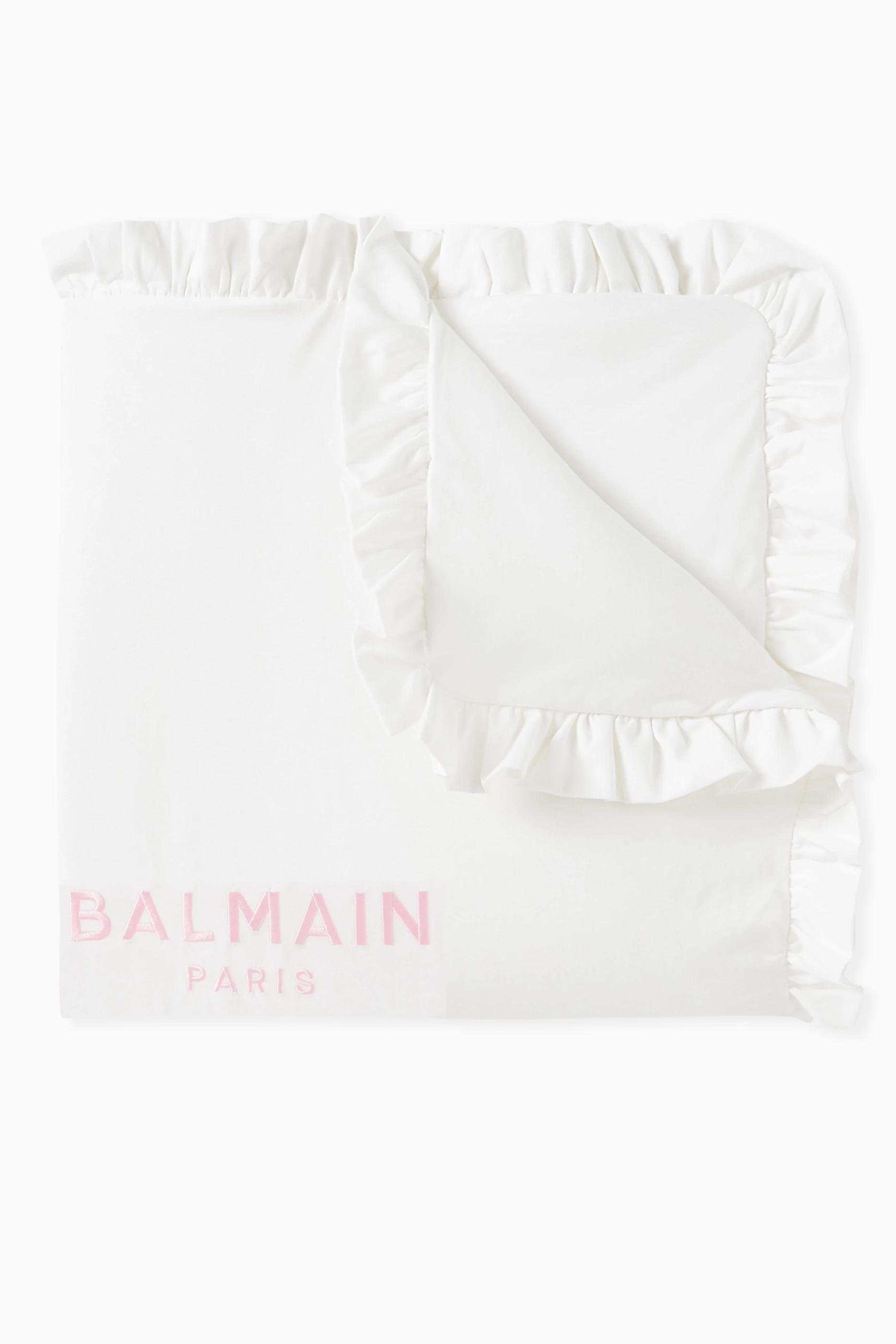 Buy Balmain White Logo Blanket in Cotton For Baby Girls Online Ounass Saudi