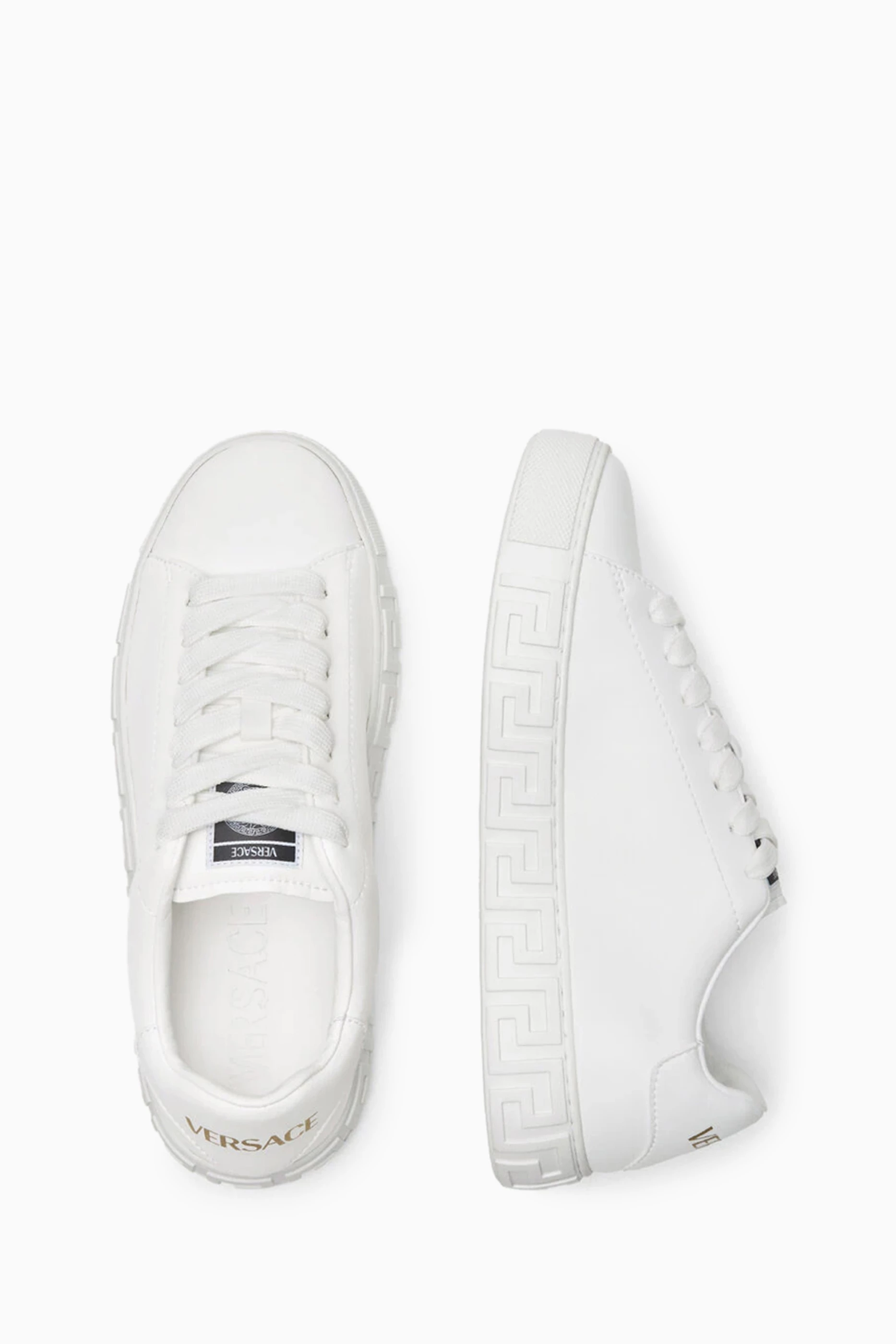 Buy Versace White Greca Sneakers in Vegan Leather For Women
