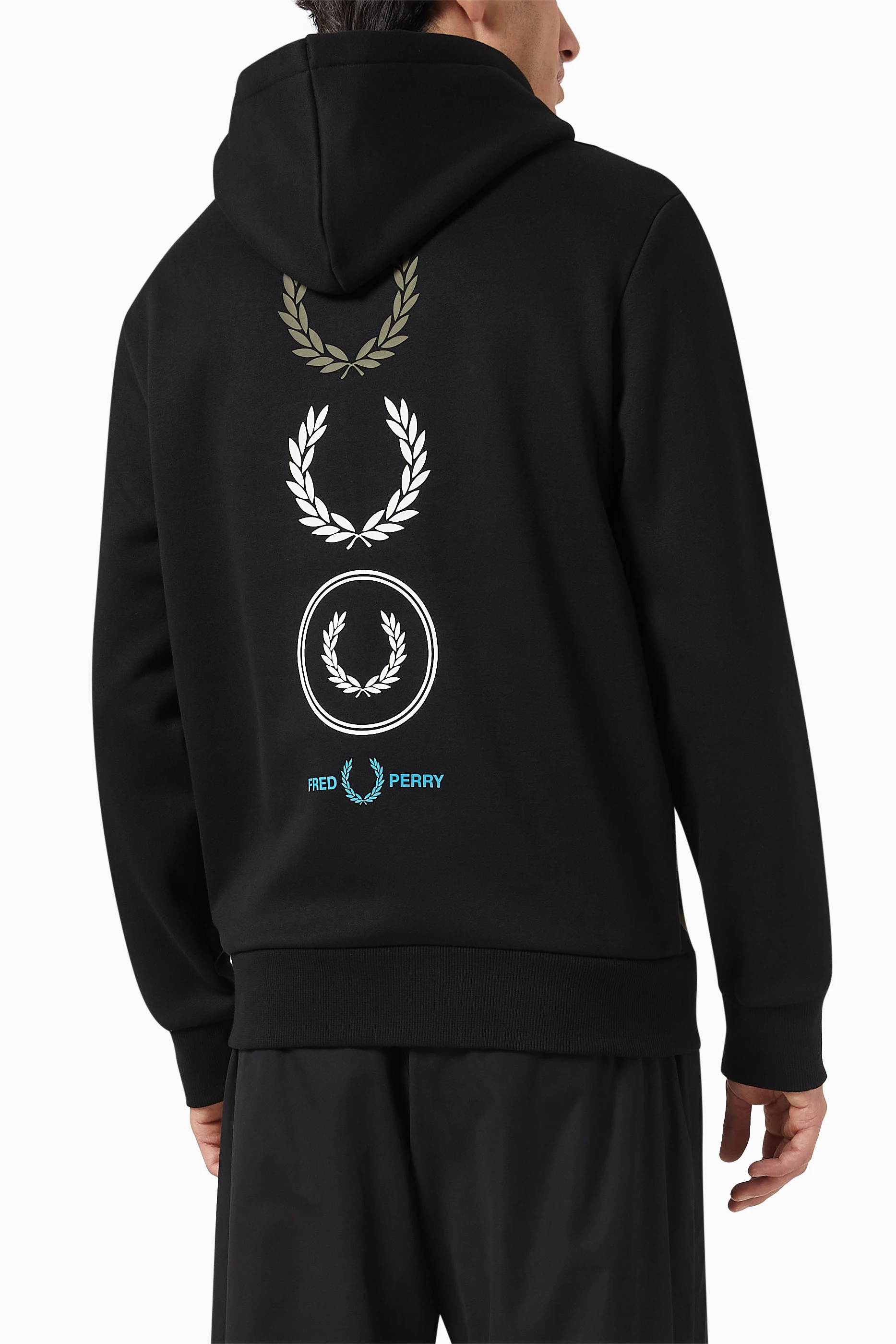 Fred perry black hoodie clearance