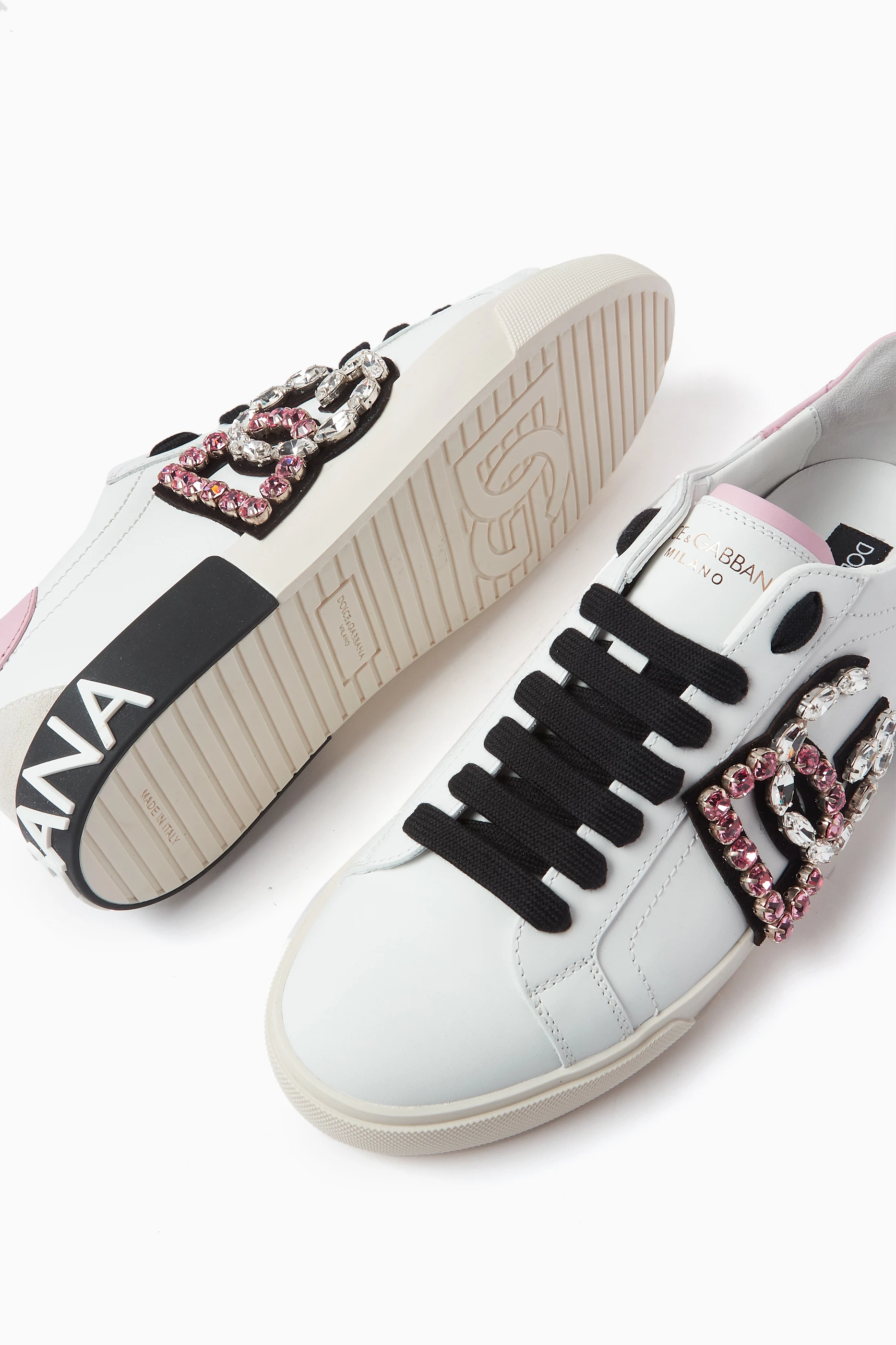 Buy Dolce Gabbana Pink Portofino Low-top Sneakers in Calfskin