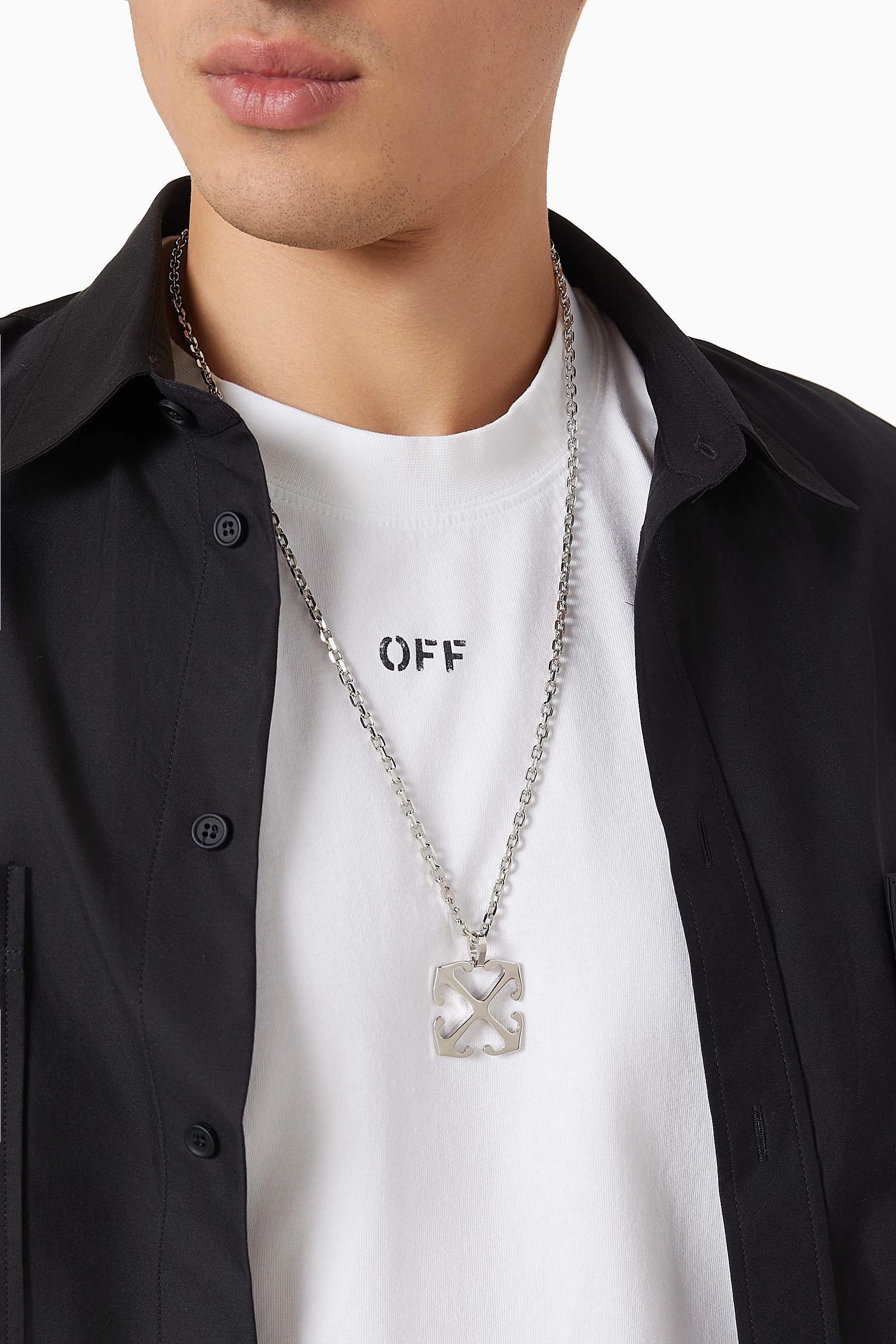 Arrow Necklace Silver Mens Off White Chain Jewelry Off-White Zip