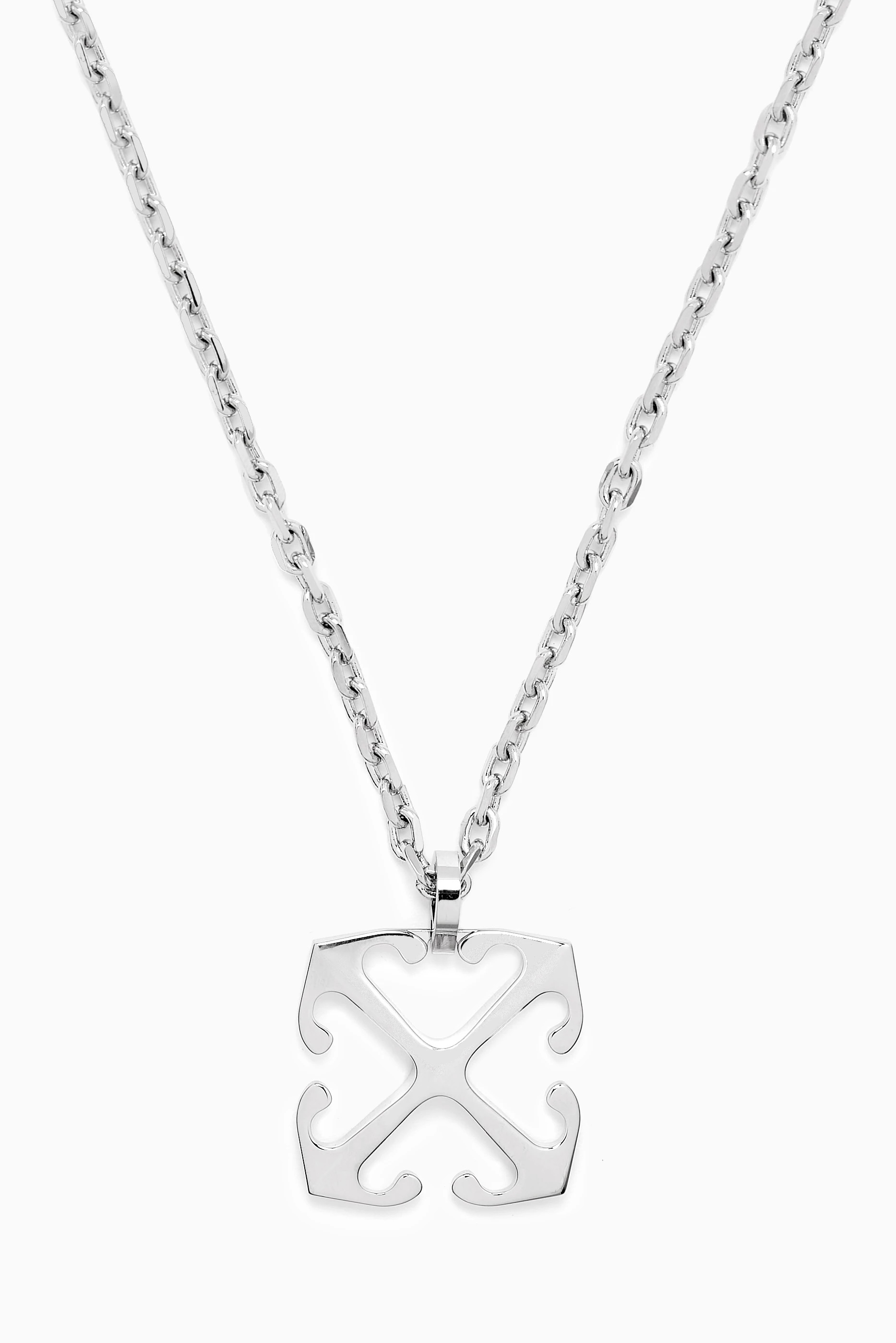 Buy Off-White Silver Arrow Pendant Necklace in Brass For Men