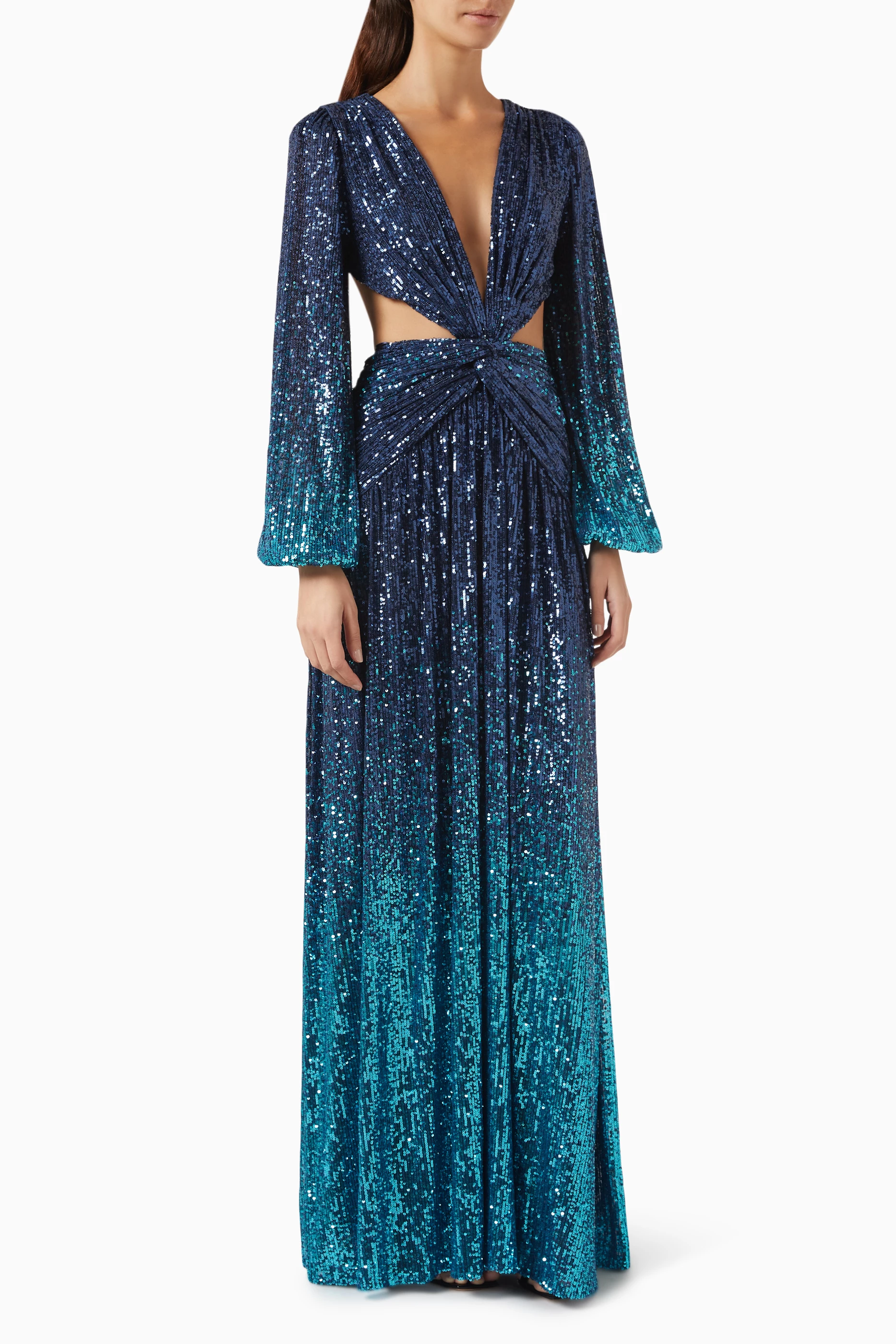★SCULPTOR★ Wendy Maxi Dress Blue Ombre SC23S301BL Wendy Pleated Maxi Dress Blue