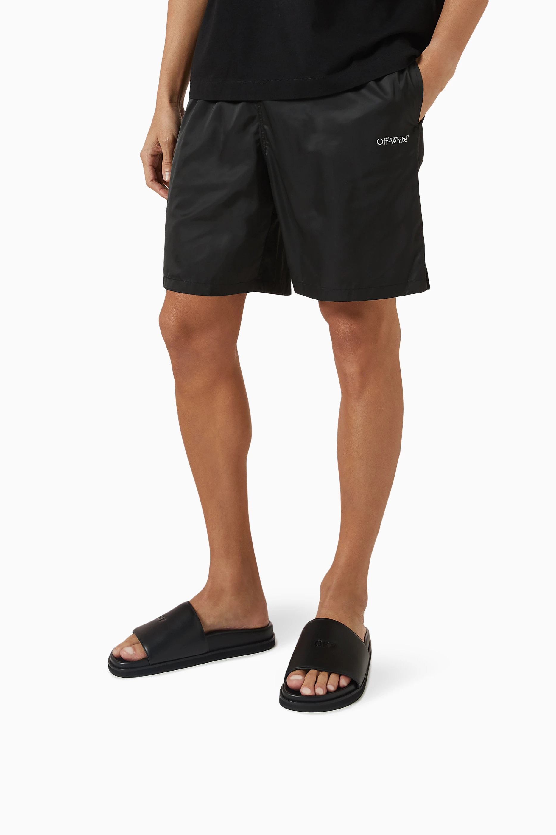 Buy Off White Black Cloud Off Stamp Slides in Leather For Men Online Ounass Saudi