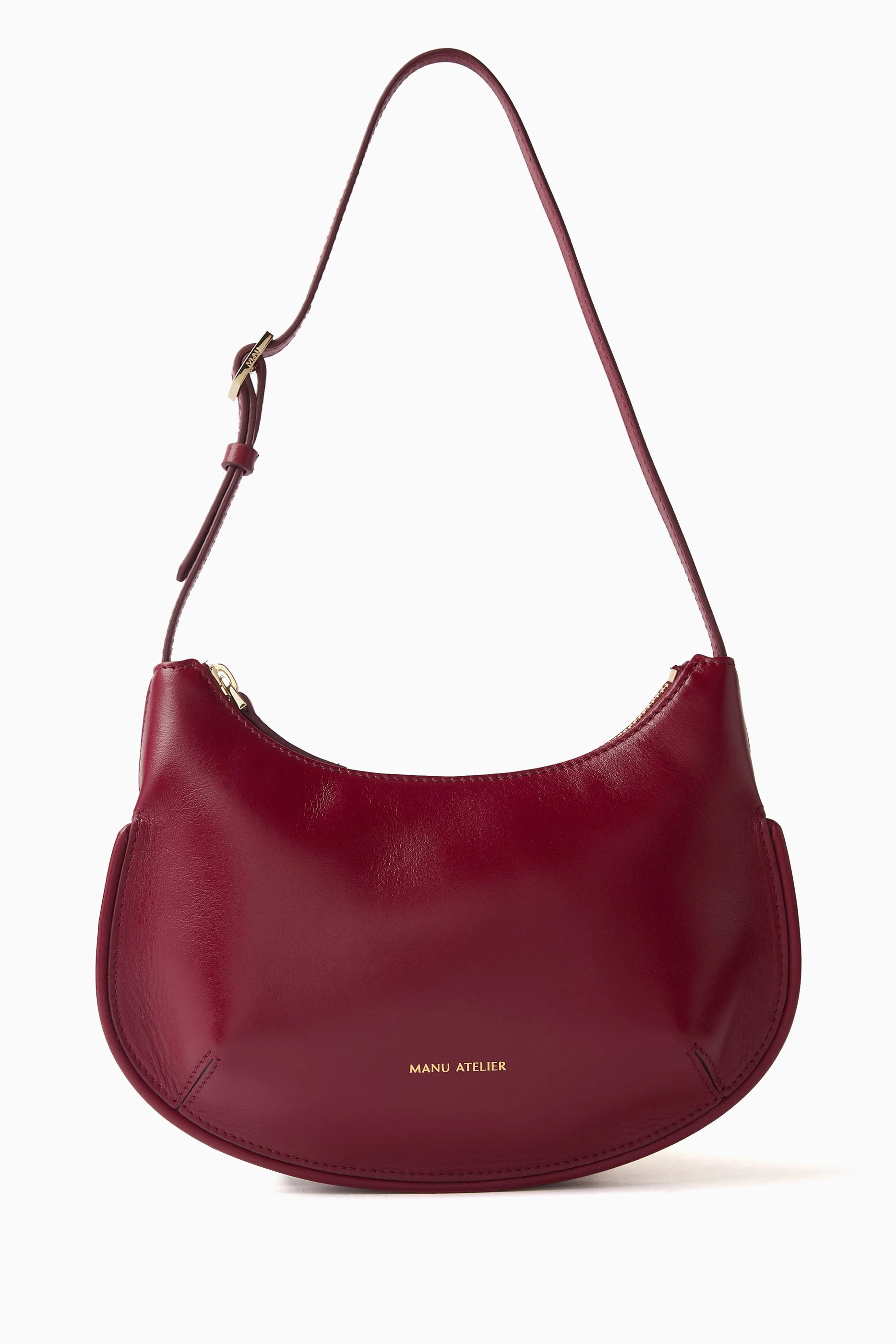 Buy Manu Atelier Burgundy Small Ilda Shoulder Bag in Calf Leather For Women Online Ounass Saudi