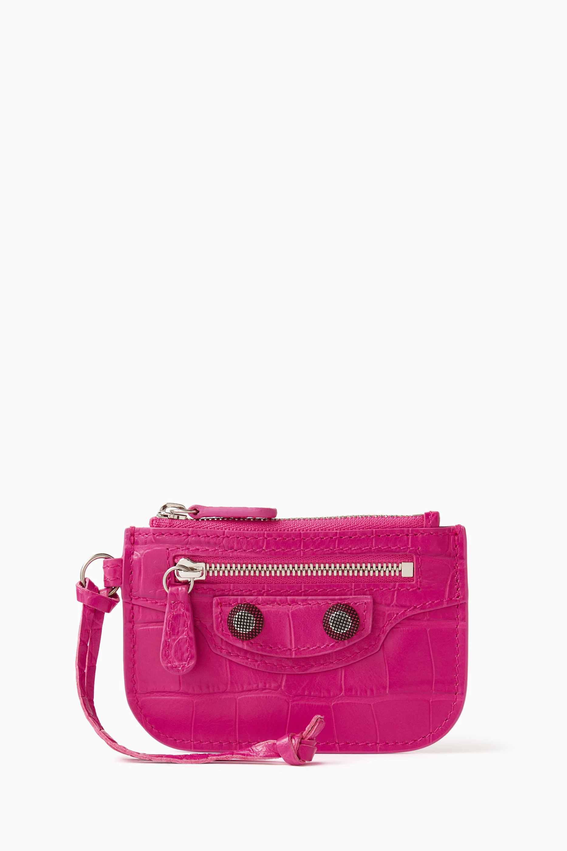 balenciaga Le Cagole Flap Coin 財布 Buy Balenciaga Pink Le Cagole Coin Holder in Croc-embossed Leather