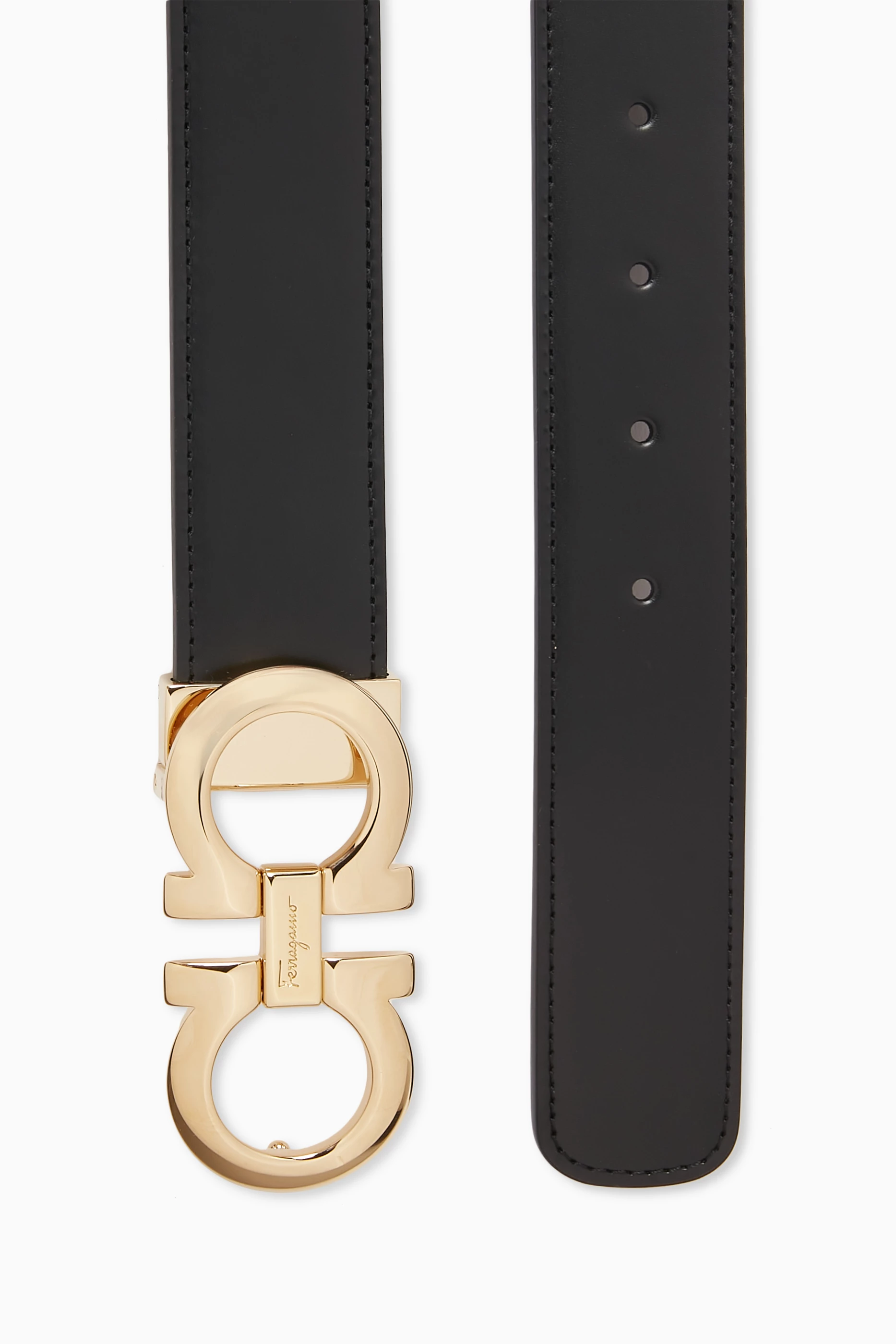 Buy Ferragamo Black Reversible Gancini Belt in Calfskin Leather For Men Online Ounass Saudi