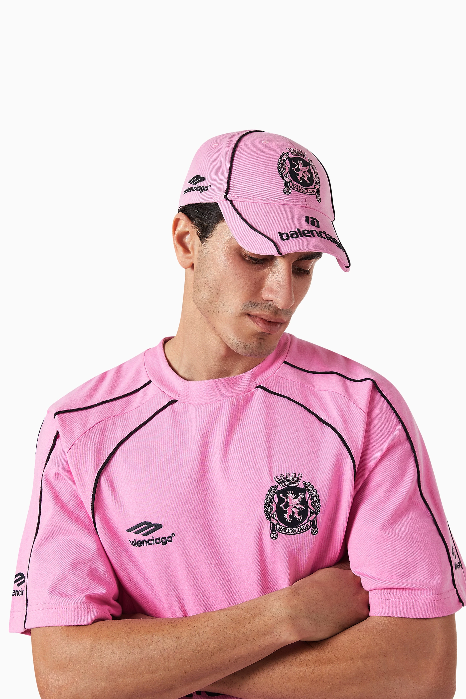 Buy Balenciaga Pink Paris Soccer Cap in Cotton Drill For Men Online Ounass Saudi