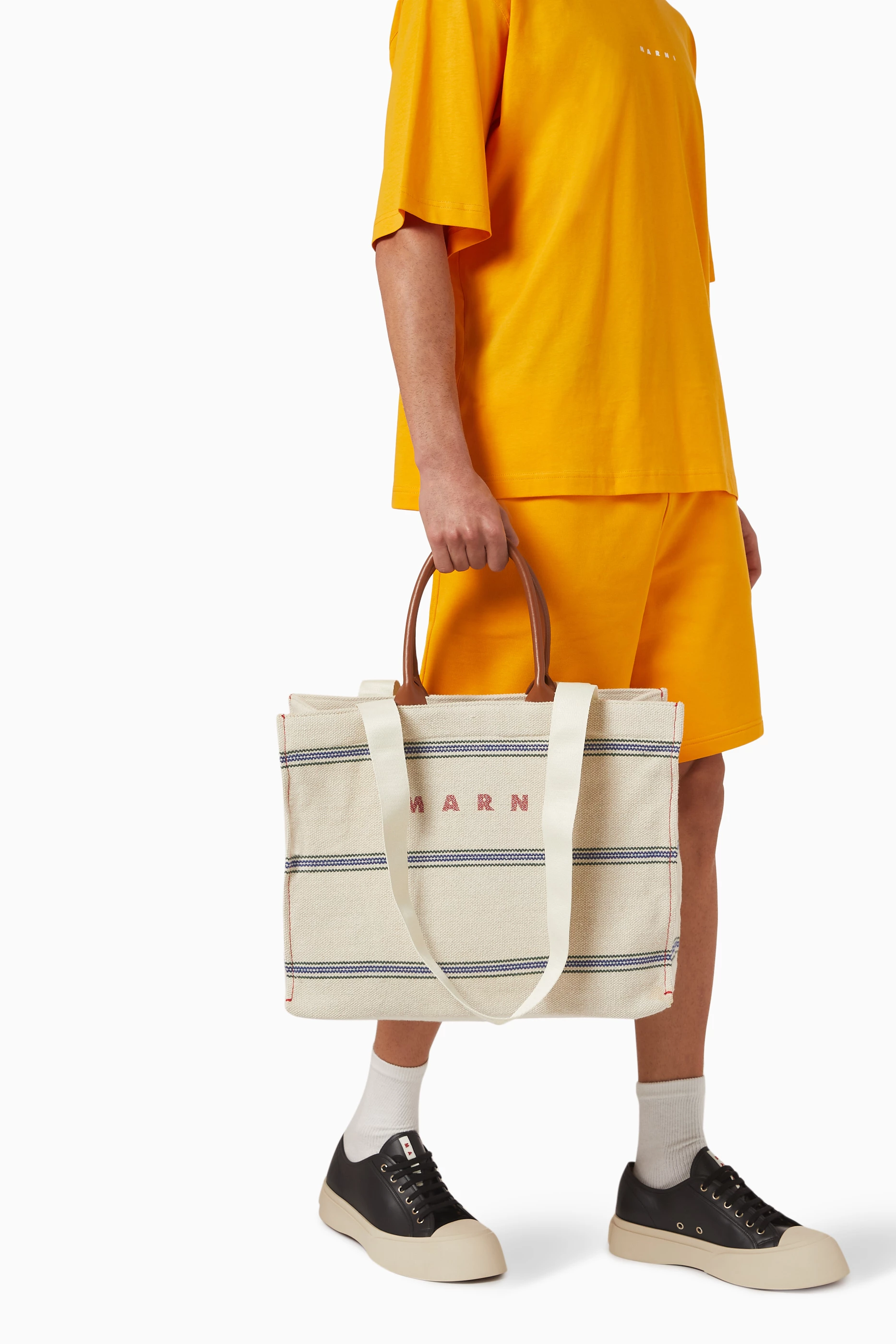 Buy Marni Multicolour Striped Tote Bag in Cotton canvas For Men Online Ounass Saudi