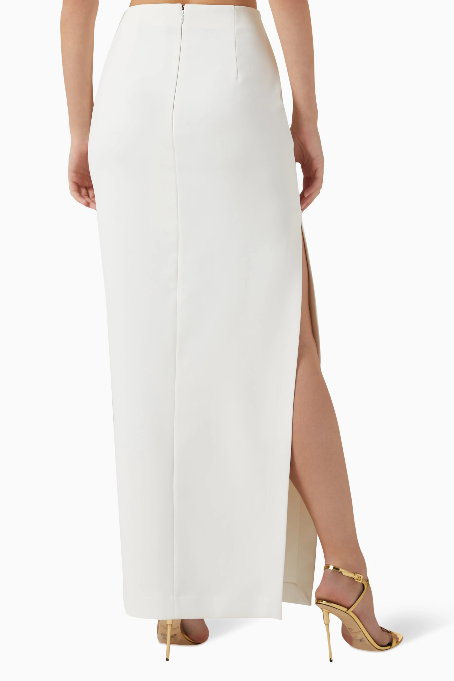 White maxi skirt crepe on sale