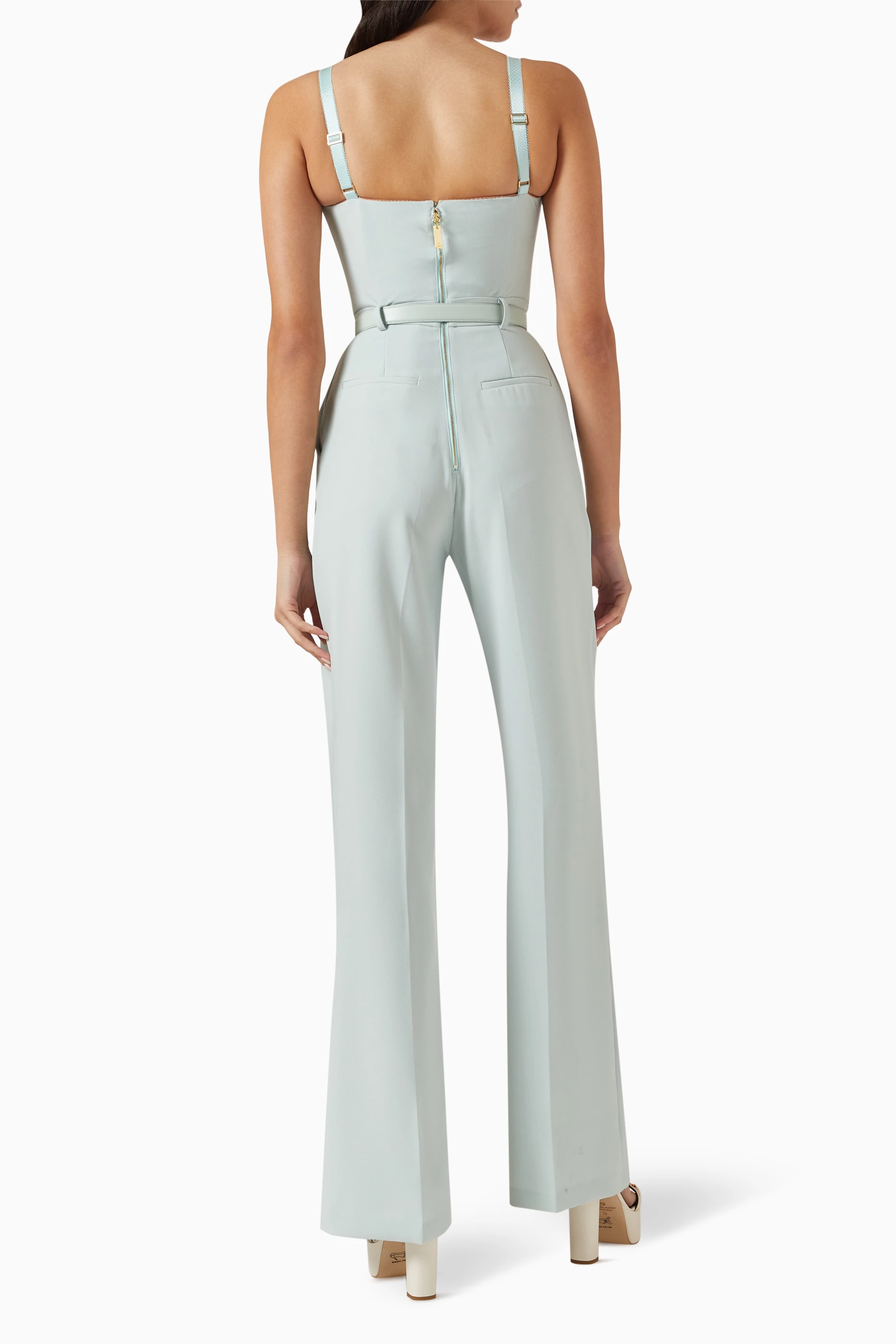 ワンピース ELISABETTA FRANCHI Strapless jumpsuit with waist belt Blu Elisabetta Franchi Blue Dress for Women