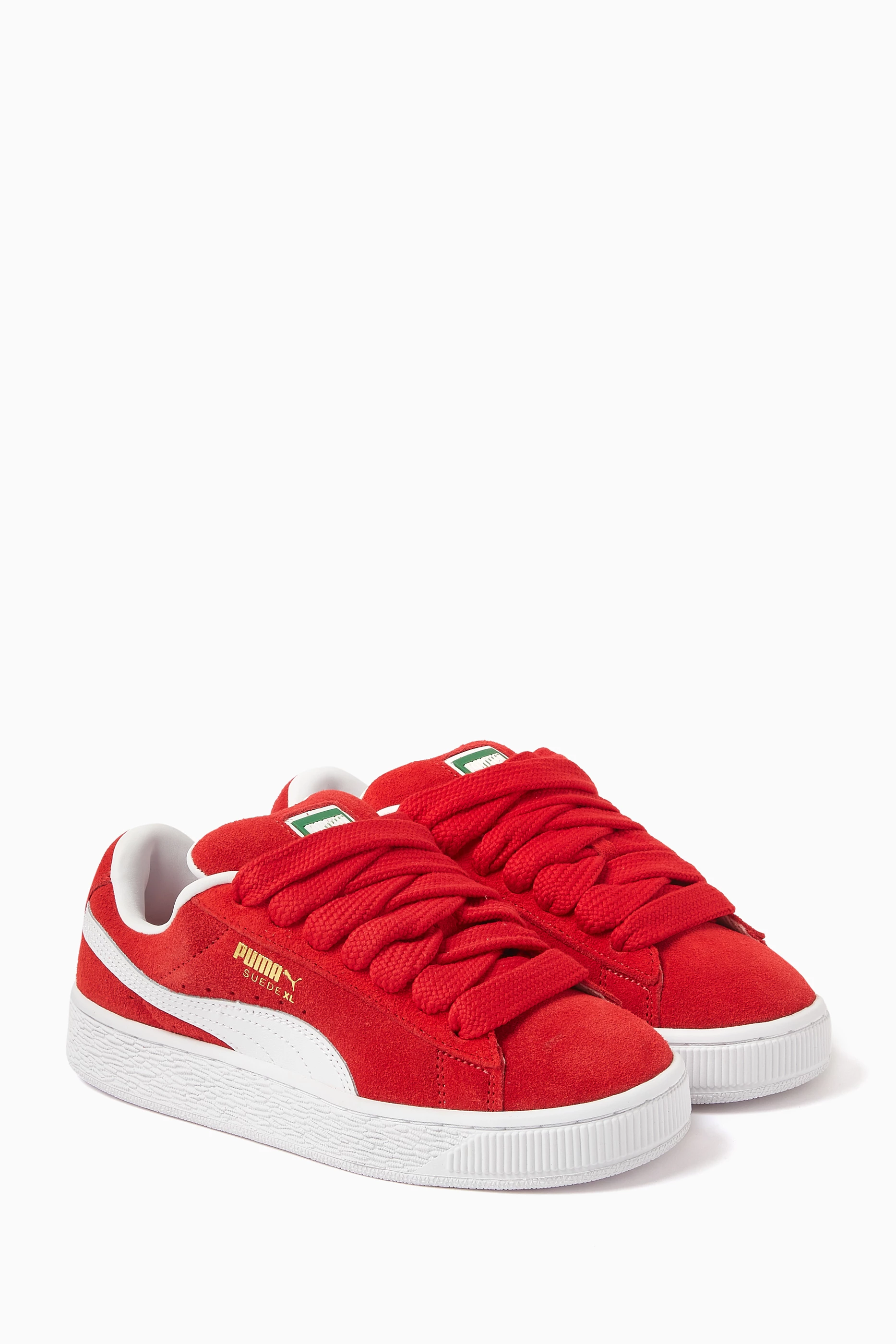 Buy Puma Red XL Logo Sneakers in Suede For Boys Online Ounass Saudi