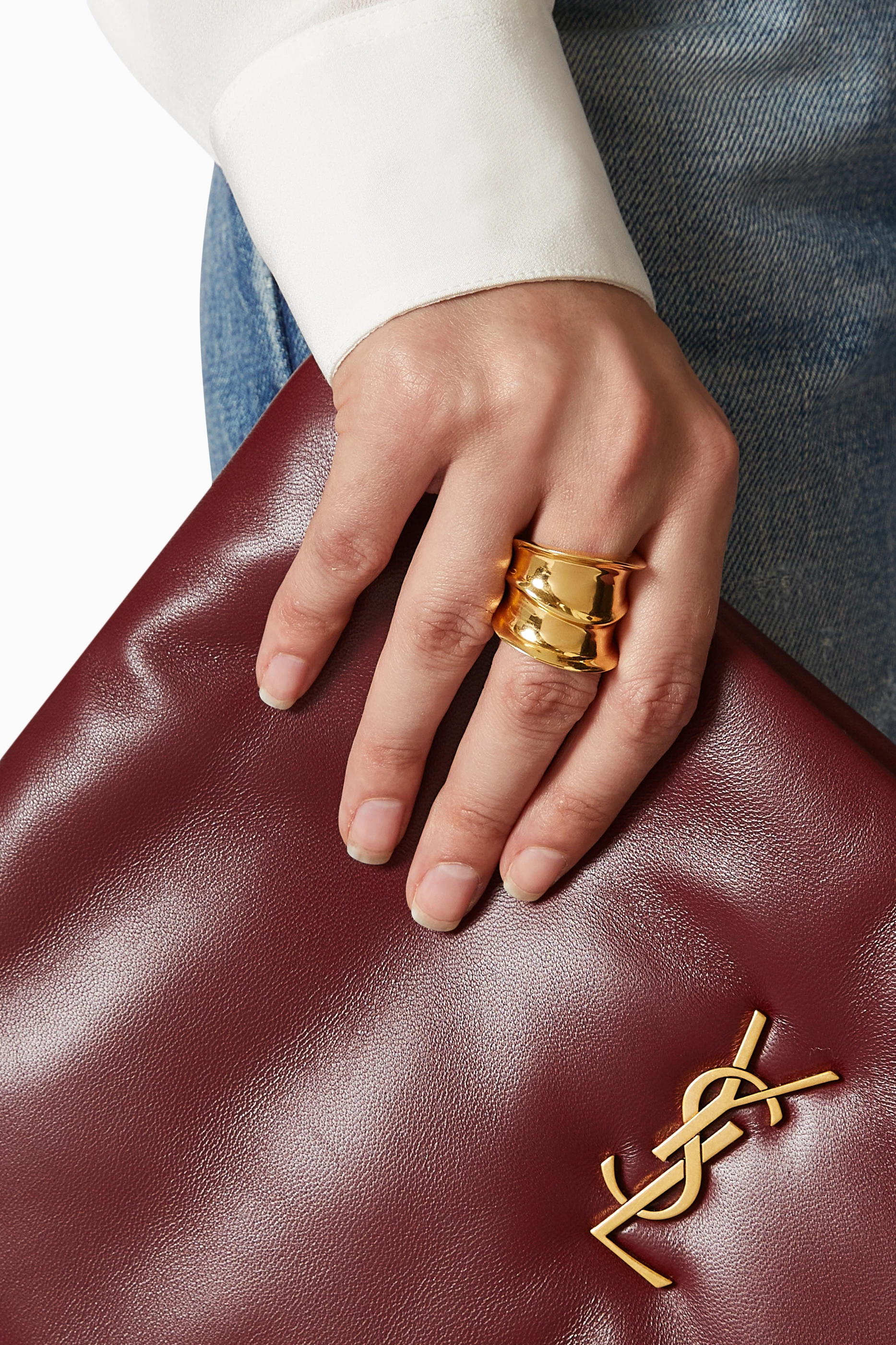 Buy SAINT LAURENT Gold Organic Sculpted Ring in Metal For Women Online Ounass Saudi