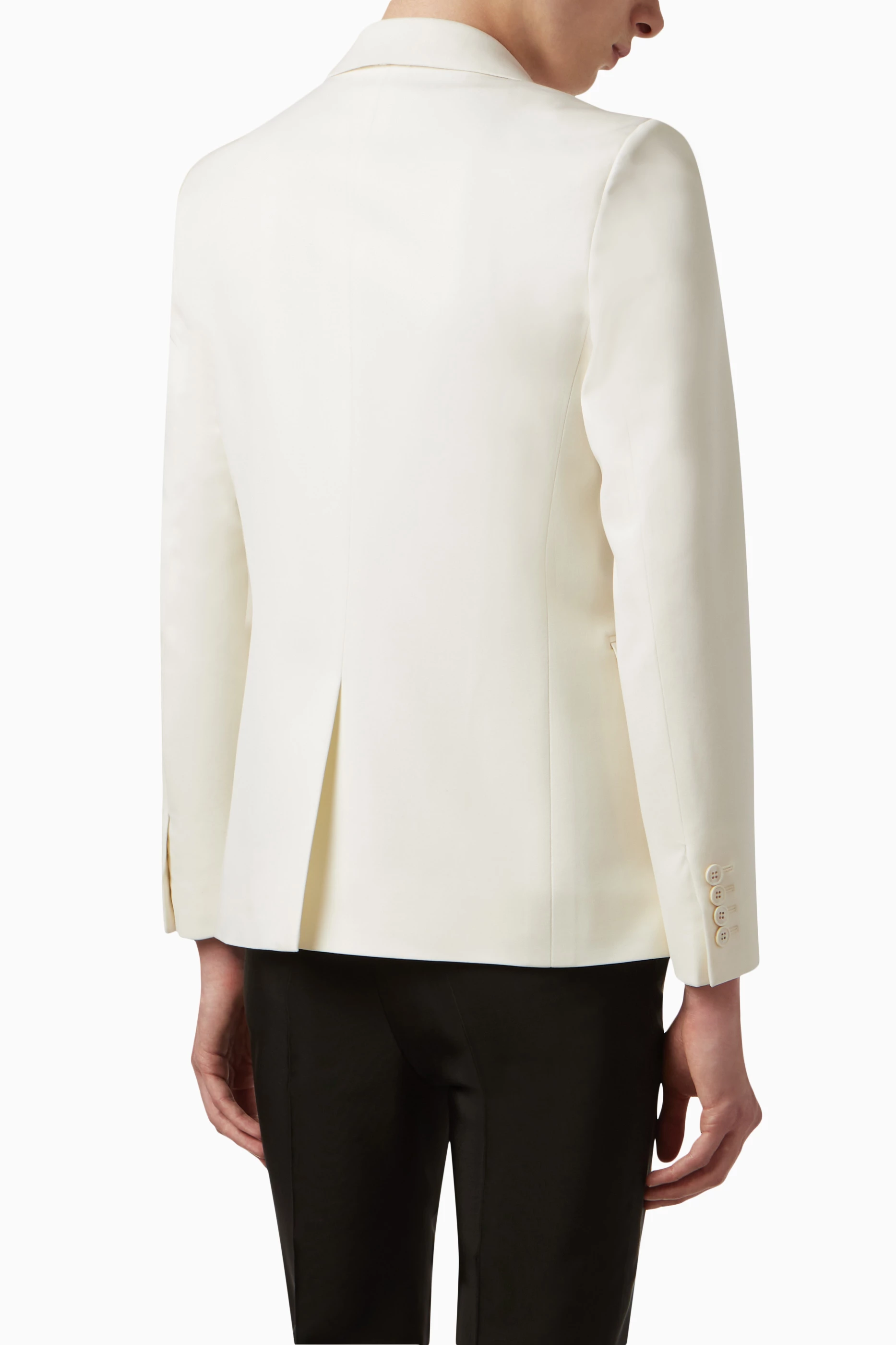 Buy SAINT LAURENT White Single-breasted Jacket in Wool