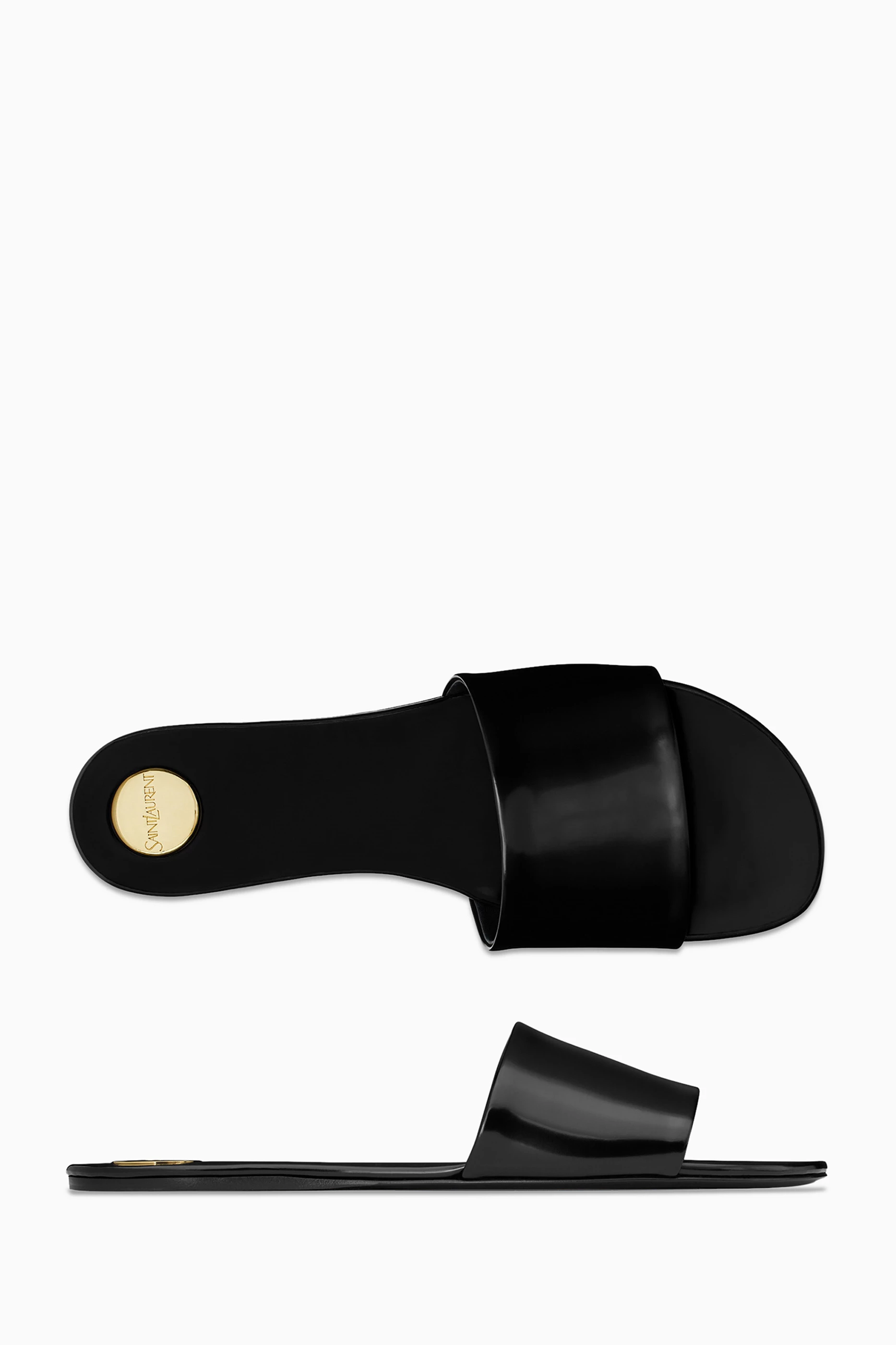 【関税&送料込】Saint Laurent Black Satin Carlyle Slippers Saint Laurent Men's Carlyle Slide Sandals in Satin Crepe