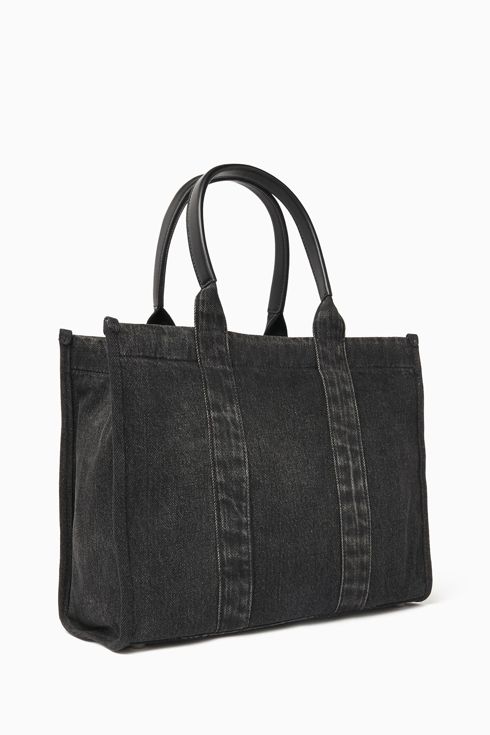 Buy Balenciaga Black Medium Hardware Tote Bag in Denim For Women