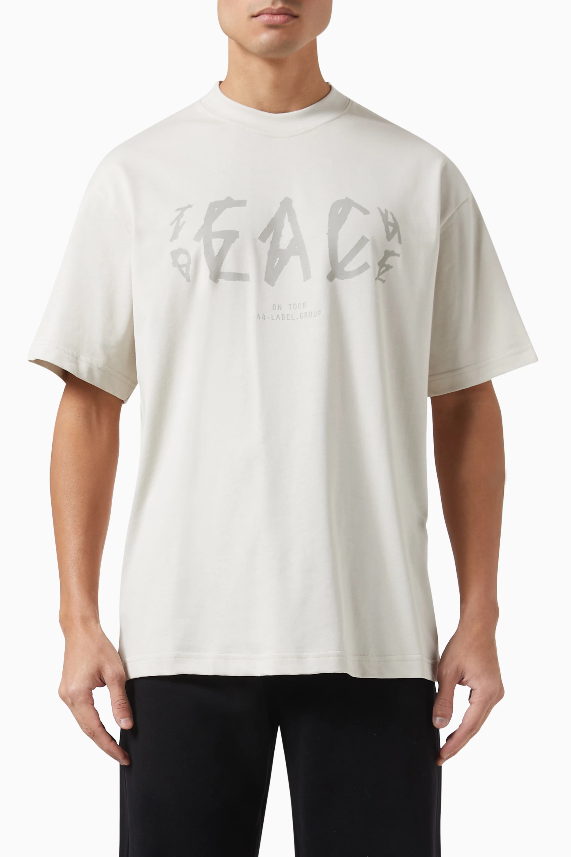 Buy 44 Label Group White Peace Graphic T-shirt in Cotton Jersey 