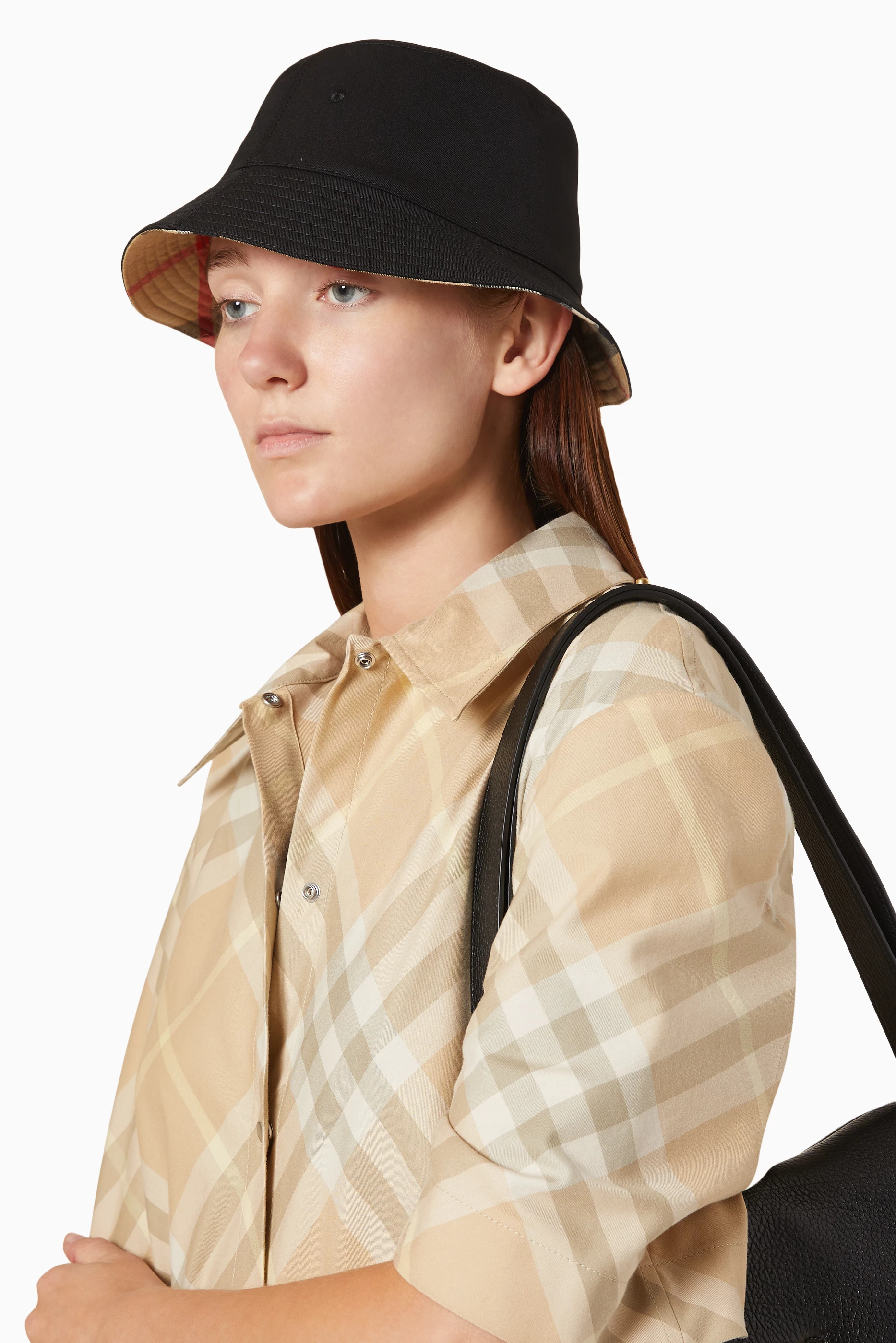 Buy Burberry Black Bucket Hat in Cotton For Women Online Ounass Saudi