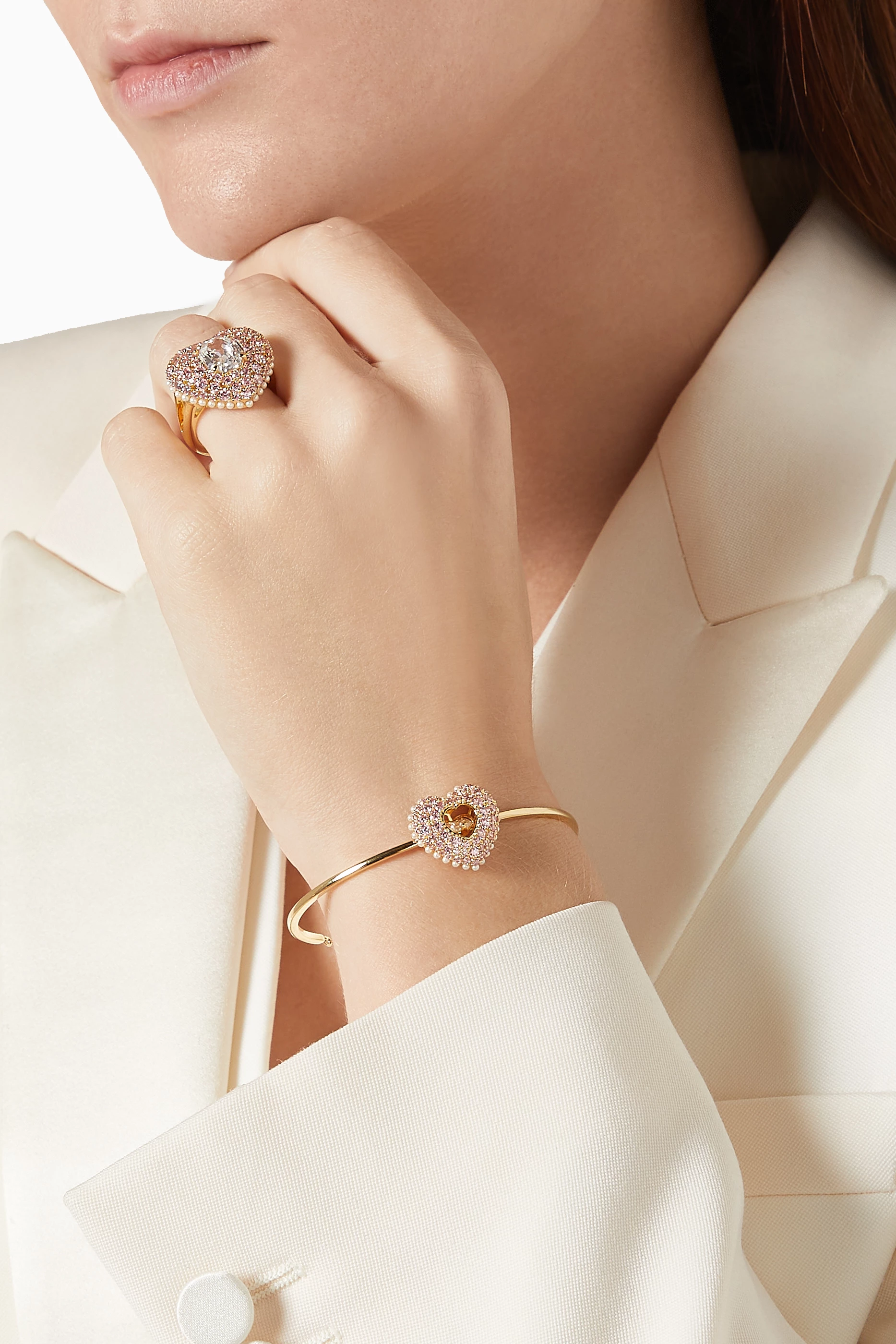 Buy Swarovski Pink Hyperbola Heart Cocktail Ring in Gold-tone