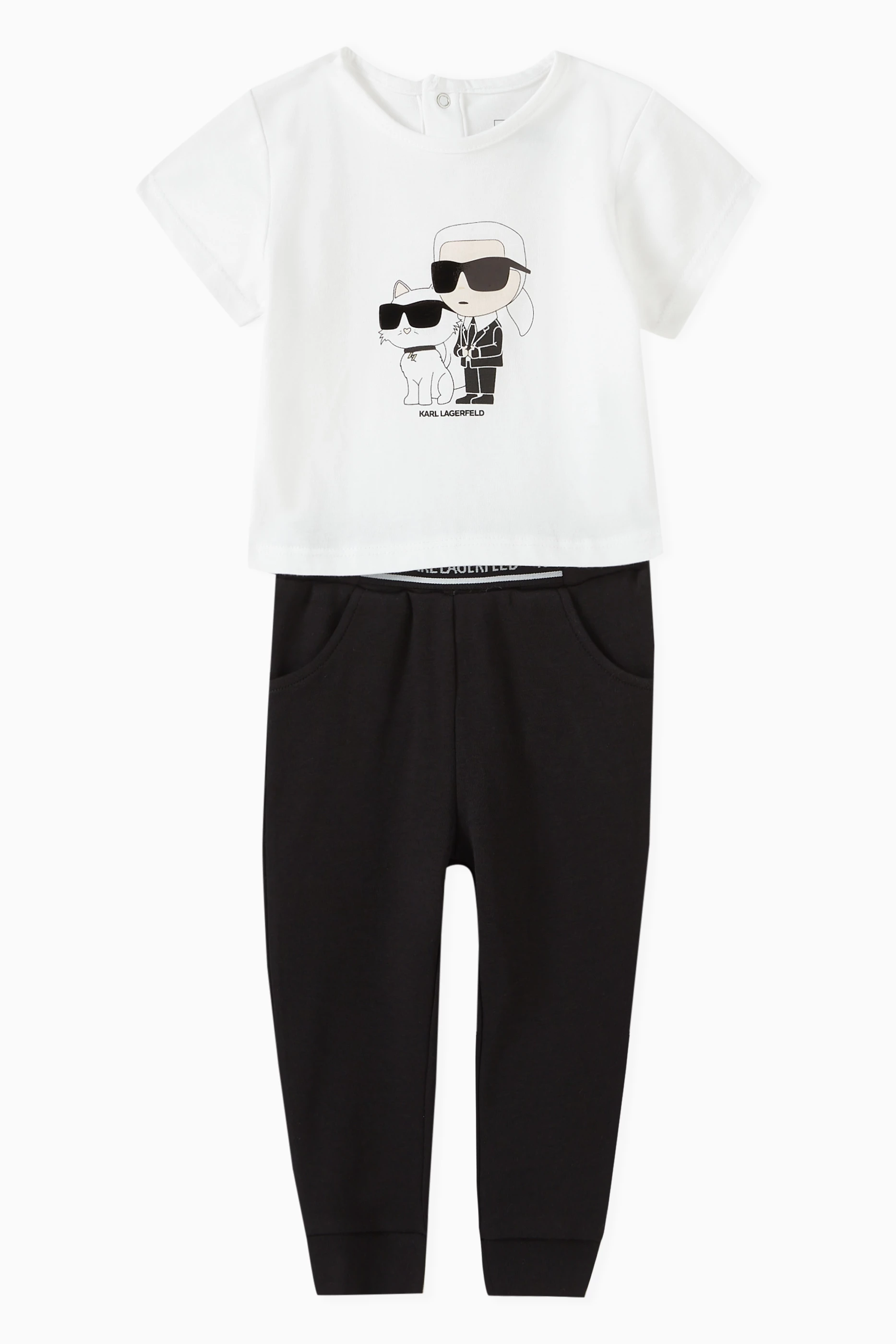 Buy Karl Lagerfeld Kids White Logo print T shirt Leggings Set in Cotton For Baby Girls Online Ounass Saudi