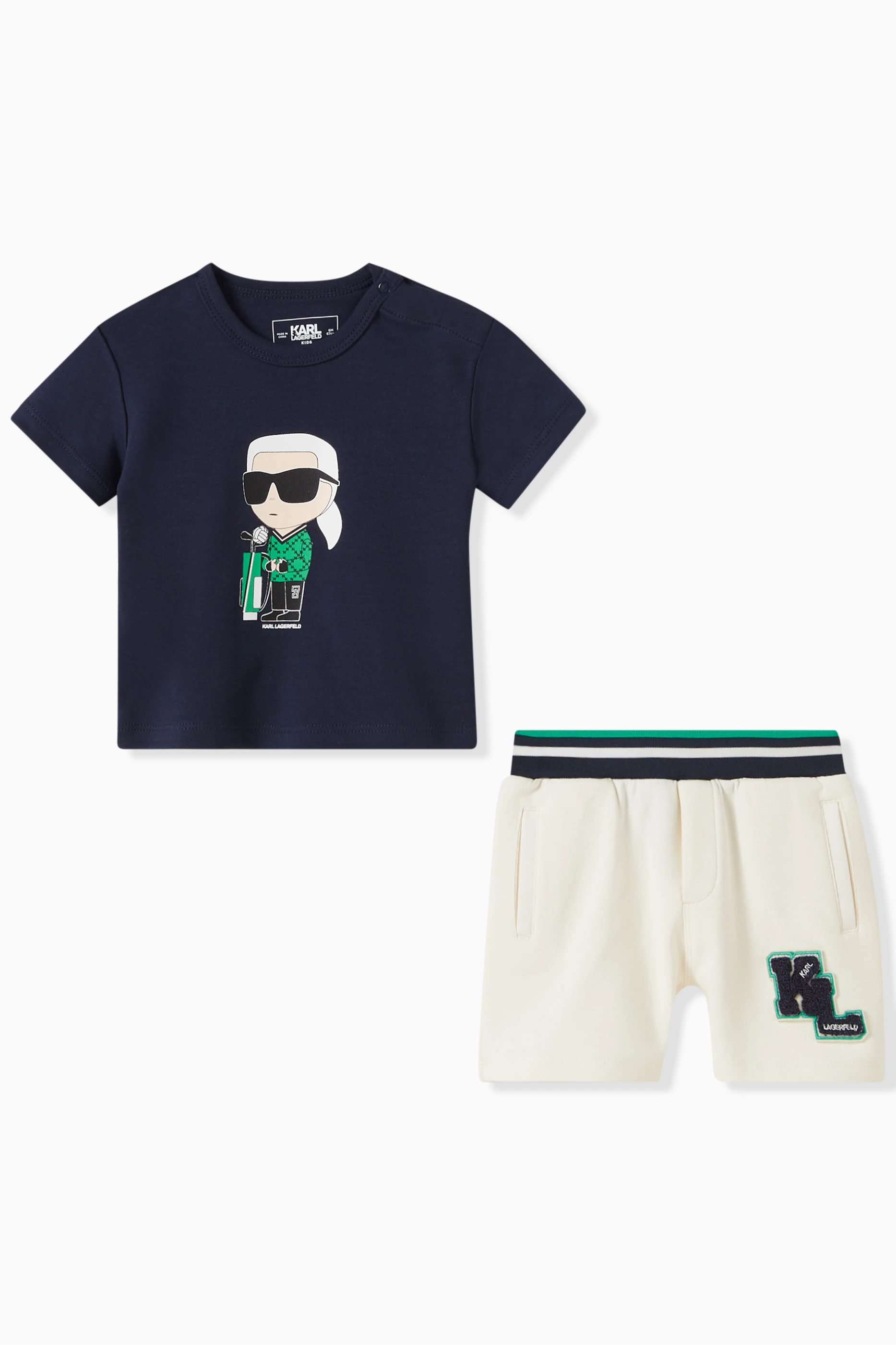 Buy Karl Lagerfeld Kids Neutral Graphic Logo print T shirt Shorts Set For Baby Boys Online Ounass Saudi