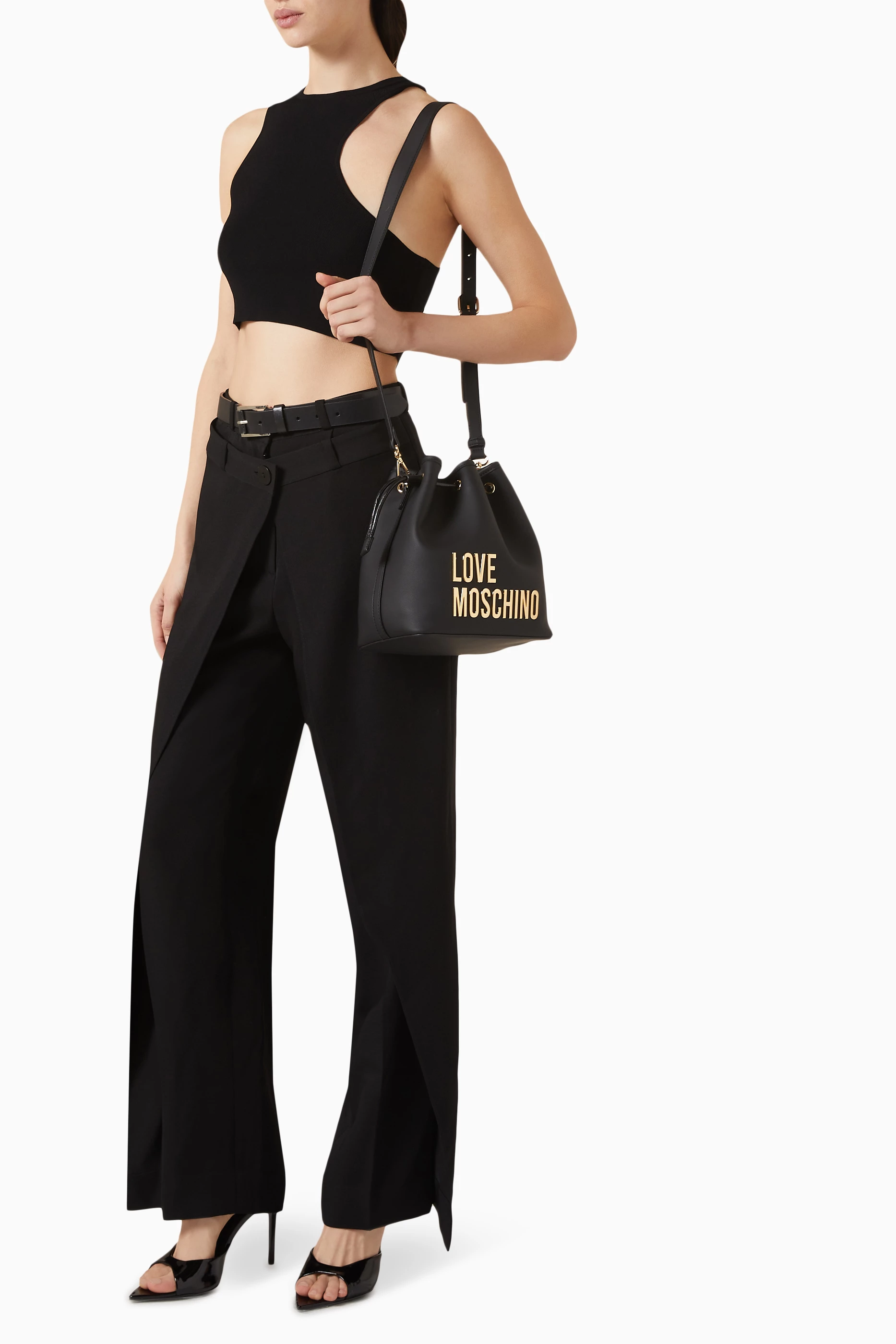 Buy Love Moschino Black Small Bold Love Bucket Bag in Faux Leather For Women Online Ounass Saudi