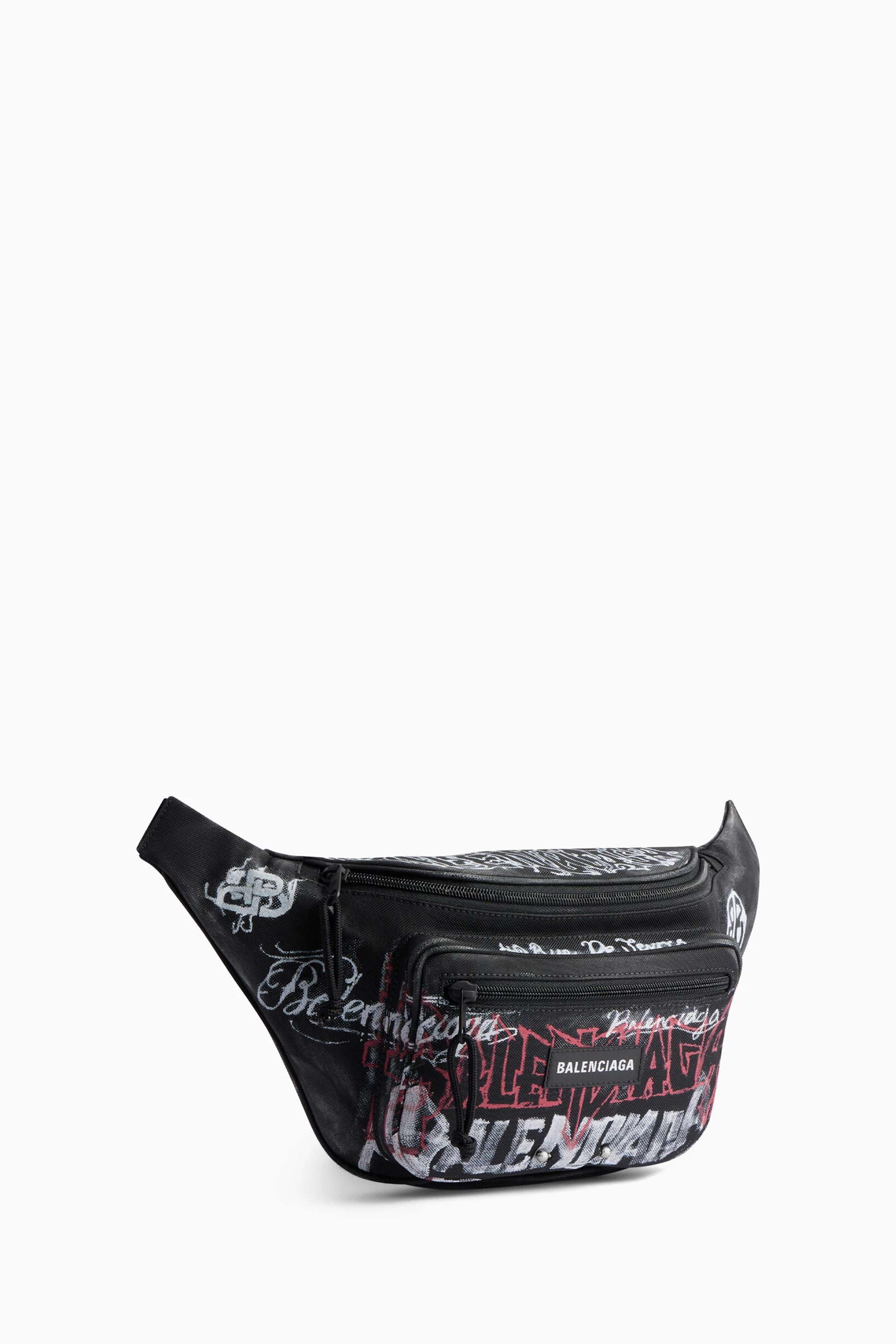 Buy Balenciaga Black DIY All-over Metal Logo Belt Bag in Nylon For