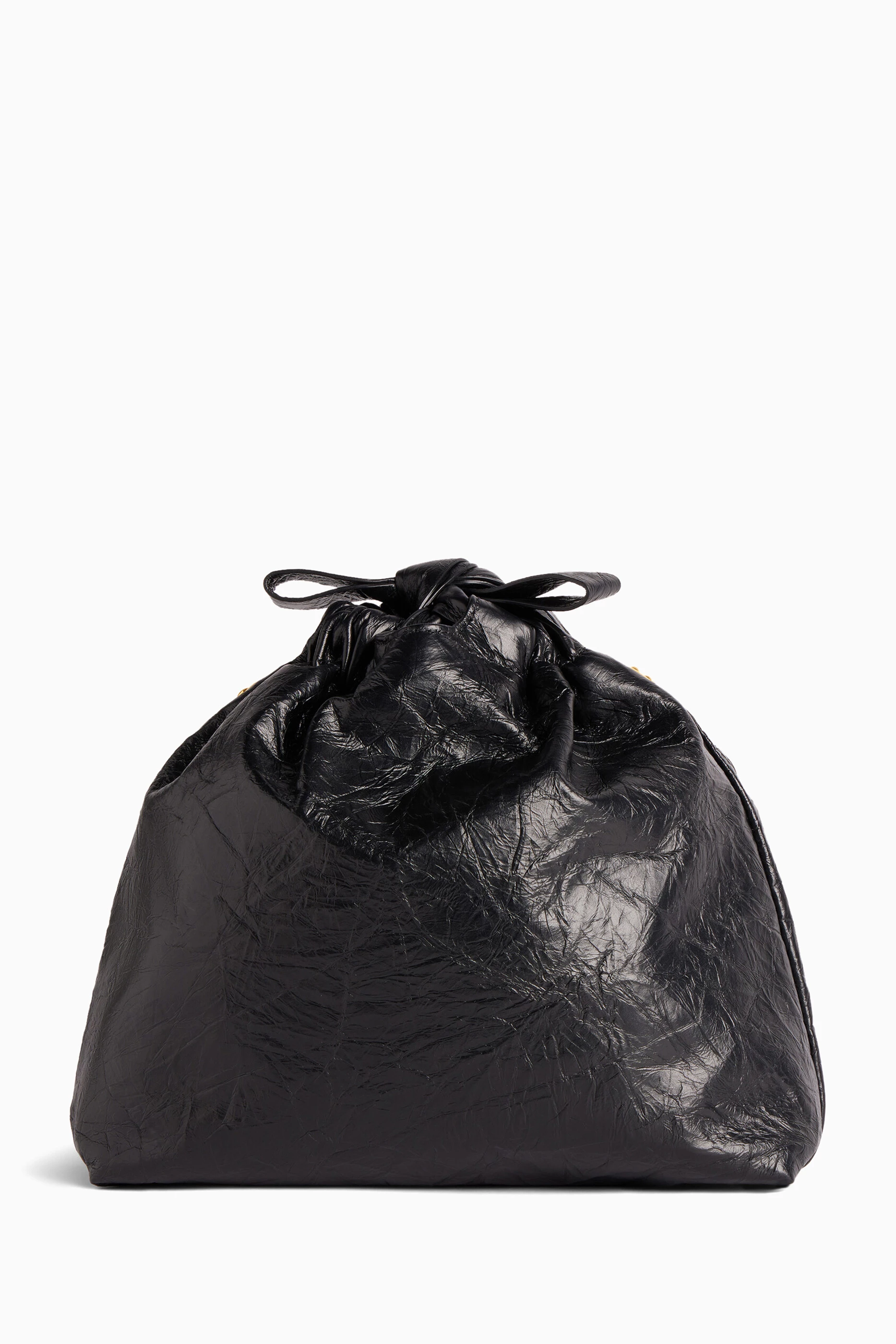 Buy Balenciaga Black XS Crush Tote Bag in Calfskin Leather For
