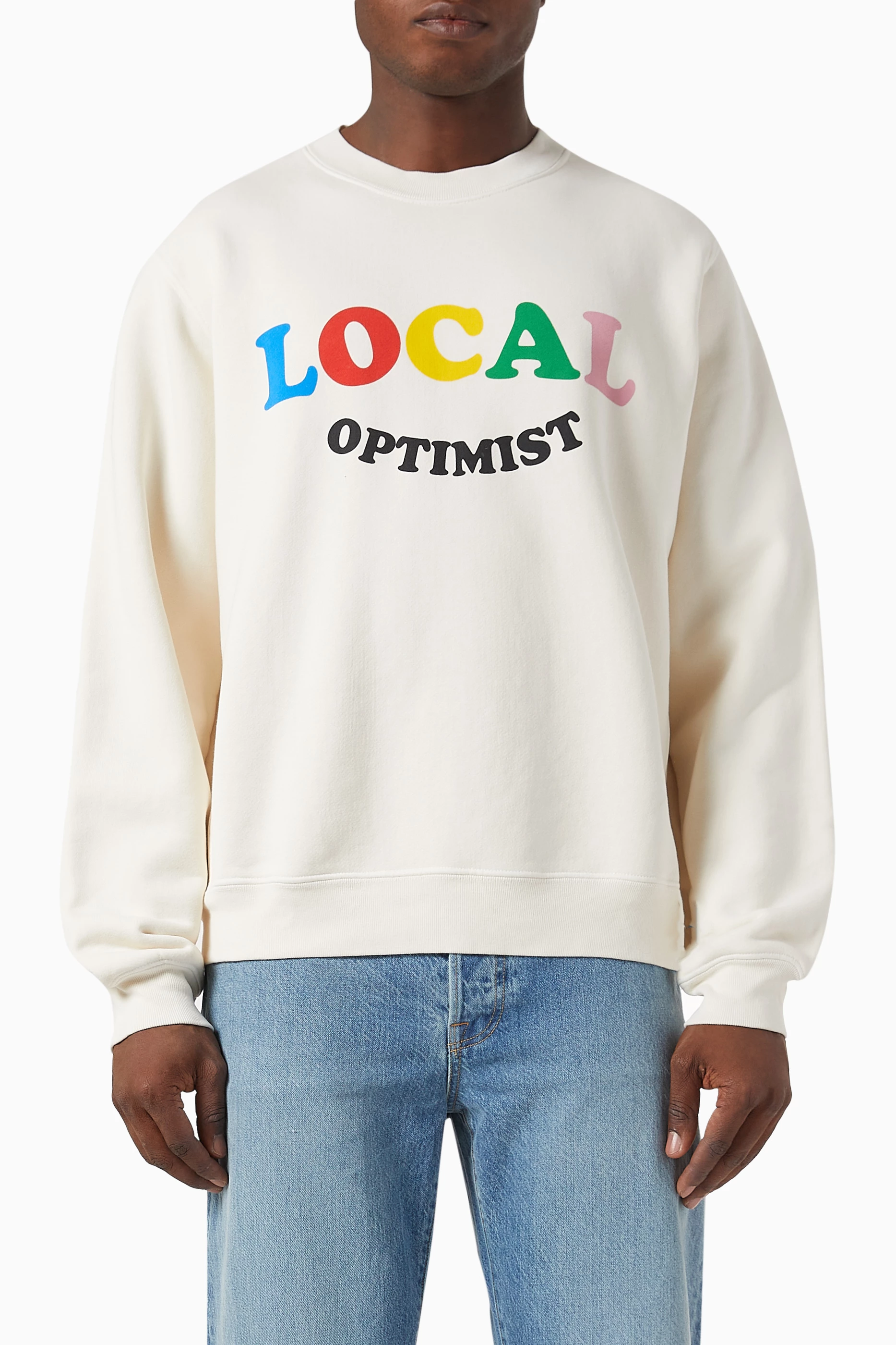 Buy Madhappy Neutral Local Optimist Sweatshirt in Fleece For Men Online Ounass Saudi