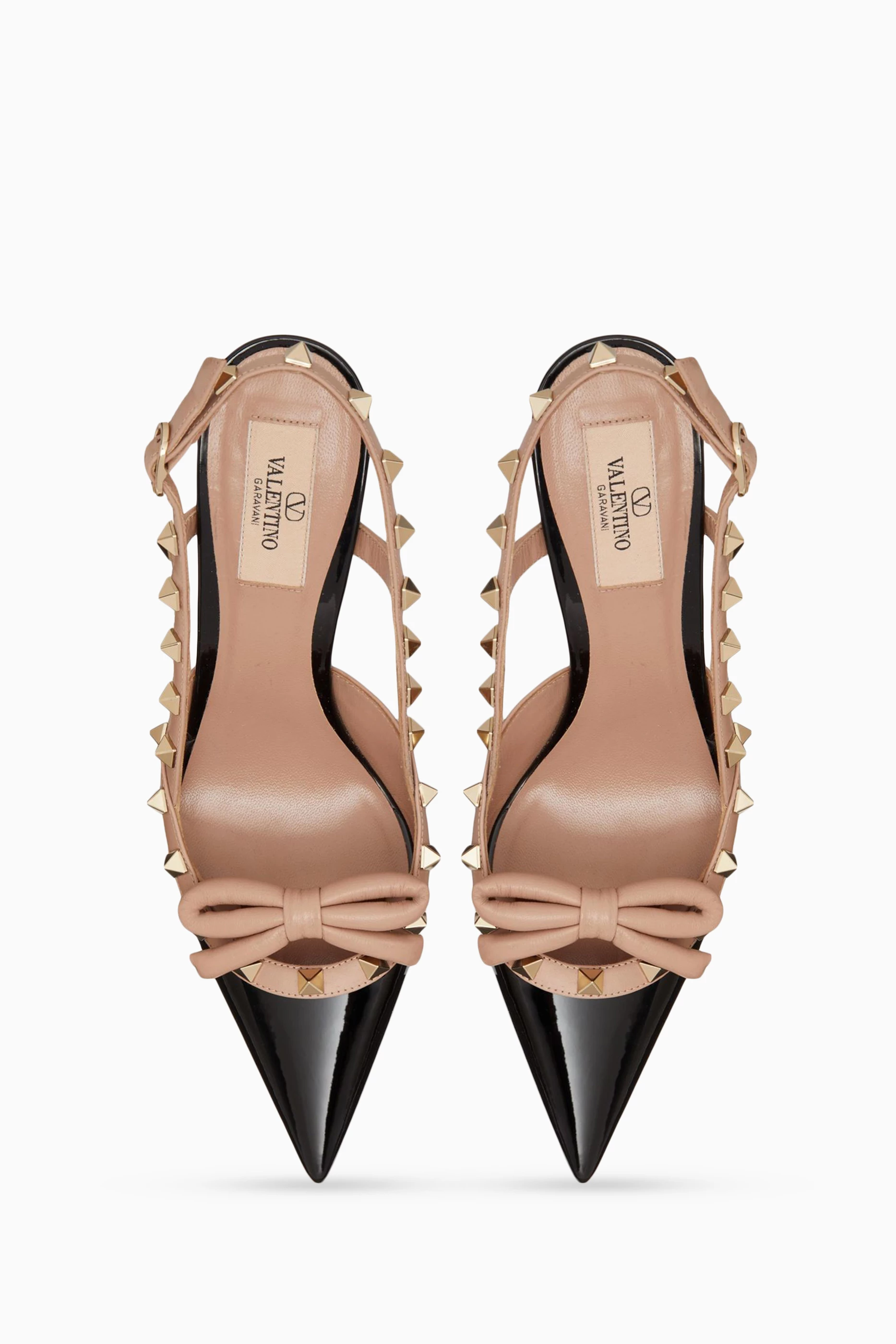Buy Valentino Garavani Black Rockstud Bow Slingback Pumps in Patent Leather For Women Online Ounass Saudi