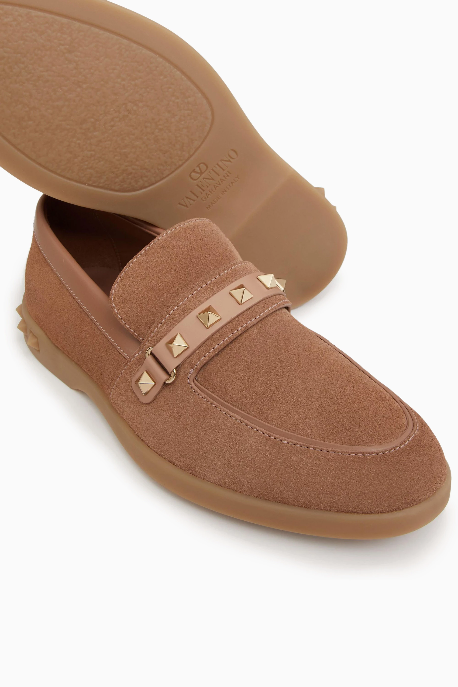Buy Valentino Garavani Brown Leisure Flows Loafers in Suede For