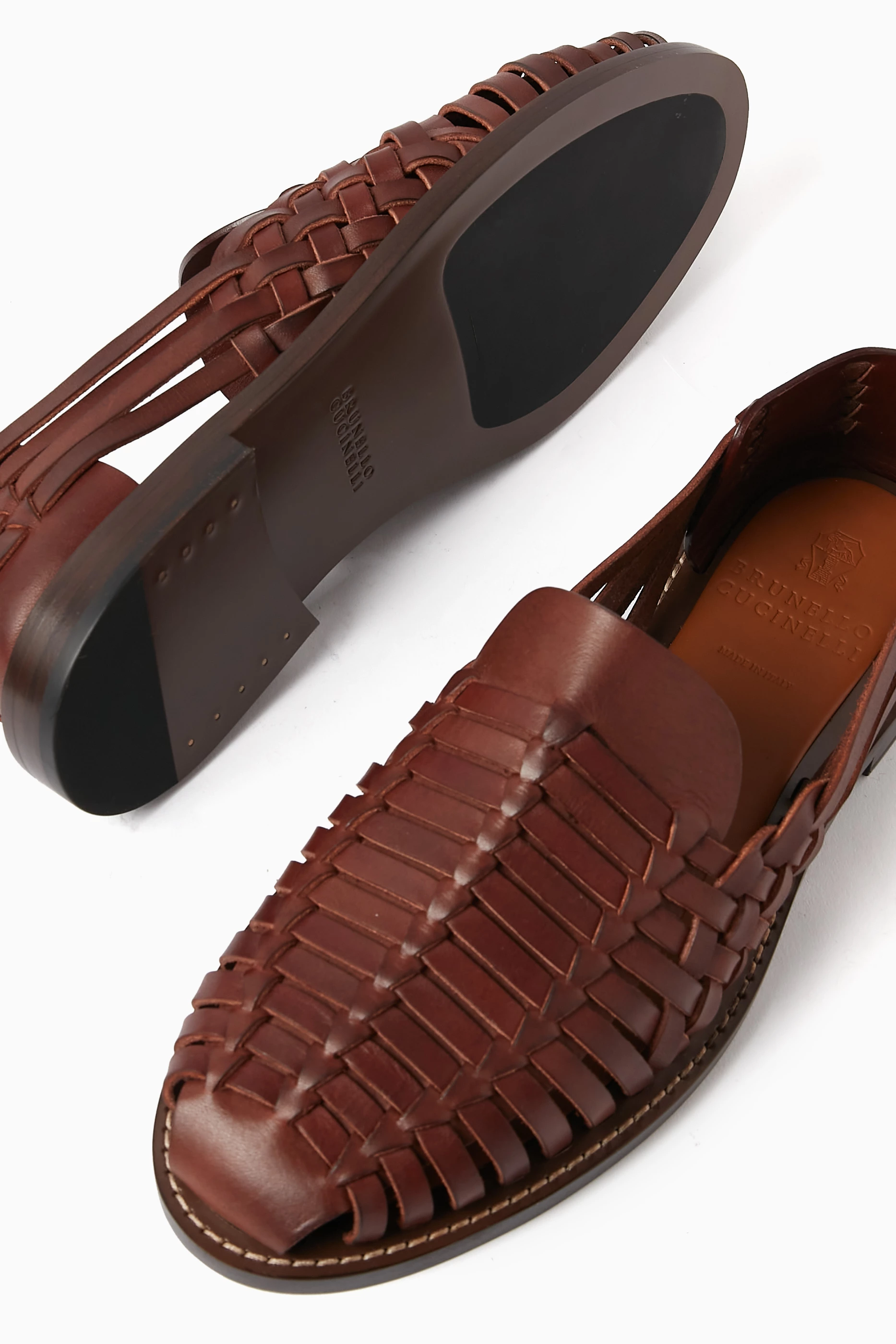 Mens woven leather sandals top