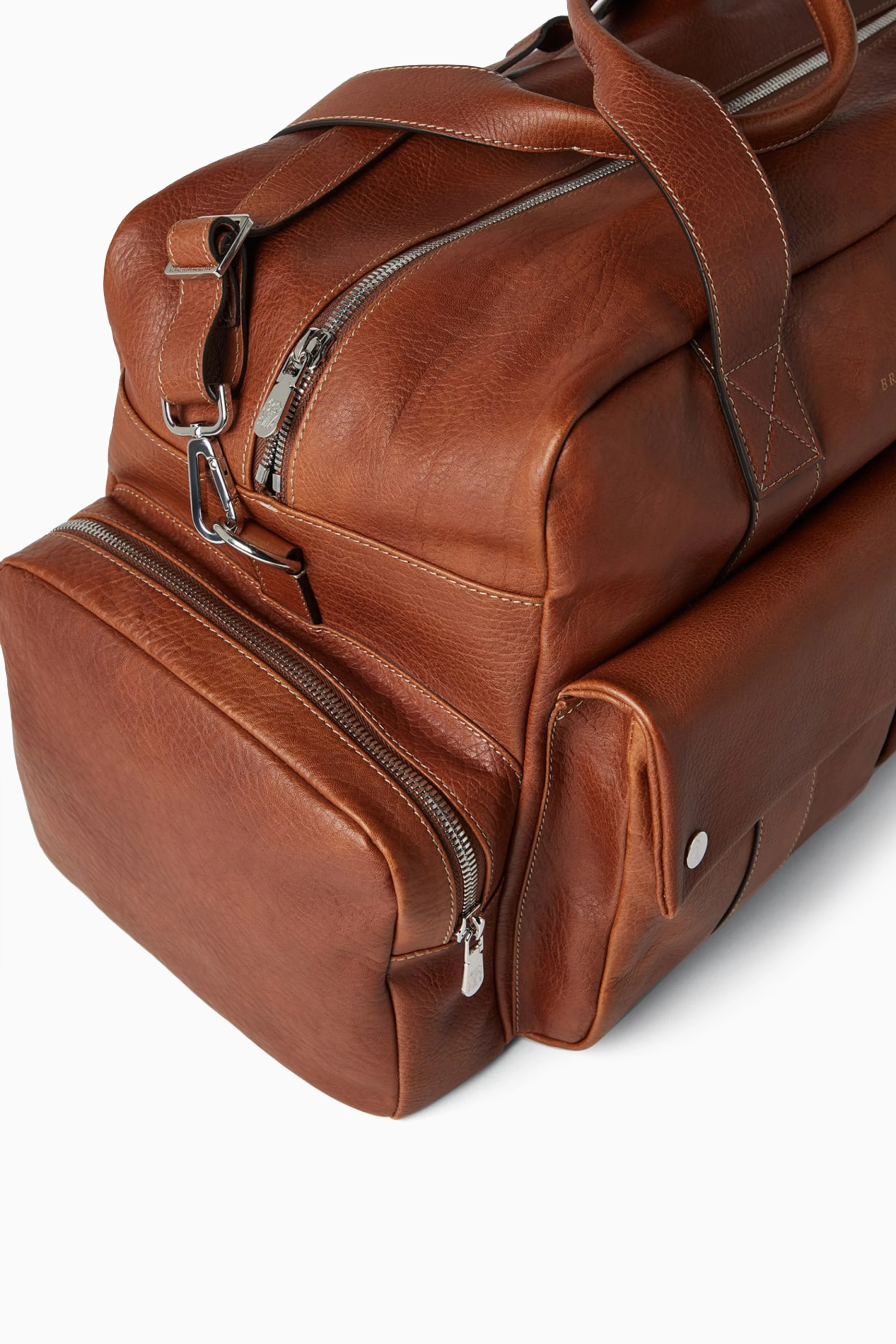 Buy Brunello Cucinelli Brown Duffle Bag in Leather For Men