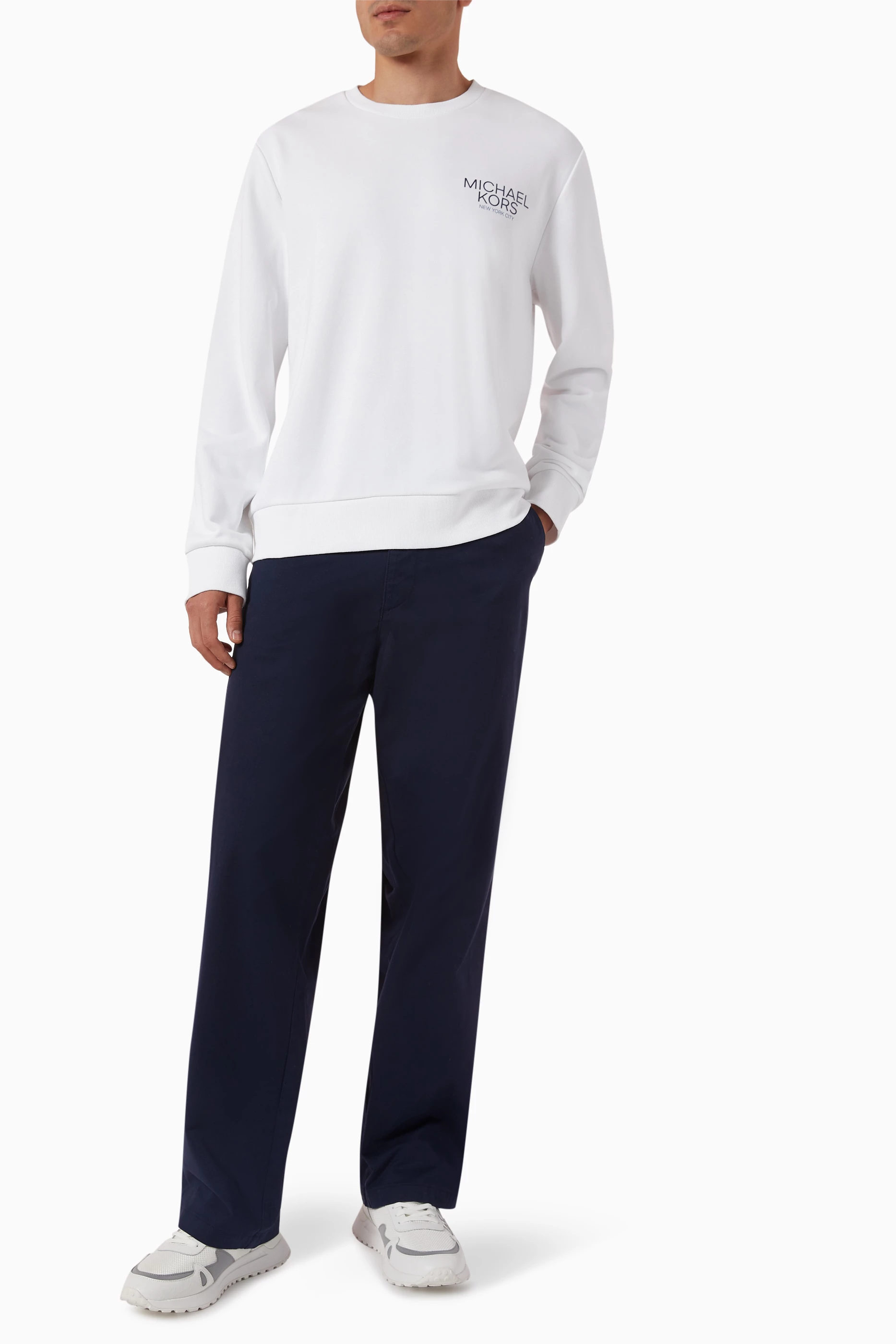 Buy Michael Kors White Logo Sweatshirt in Cotton Blend For Men Online Ounass Saudi