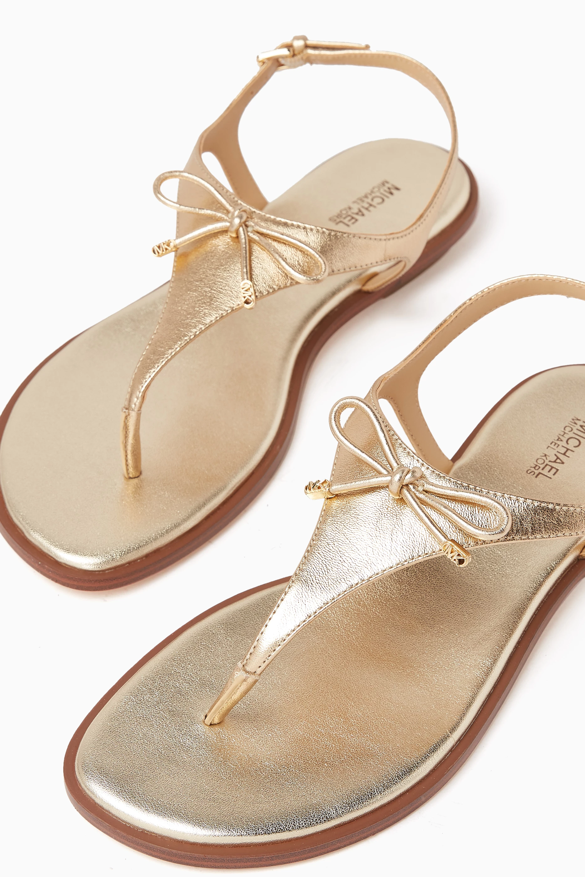 Michael kors gold flat sandals discount