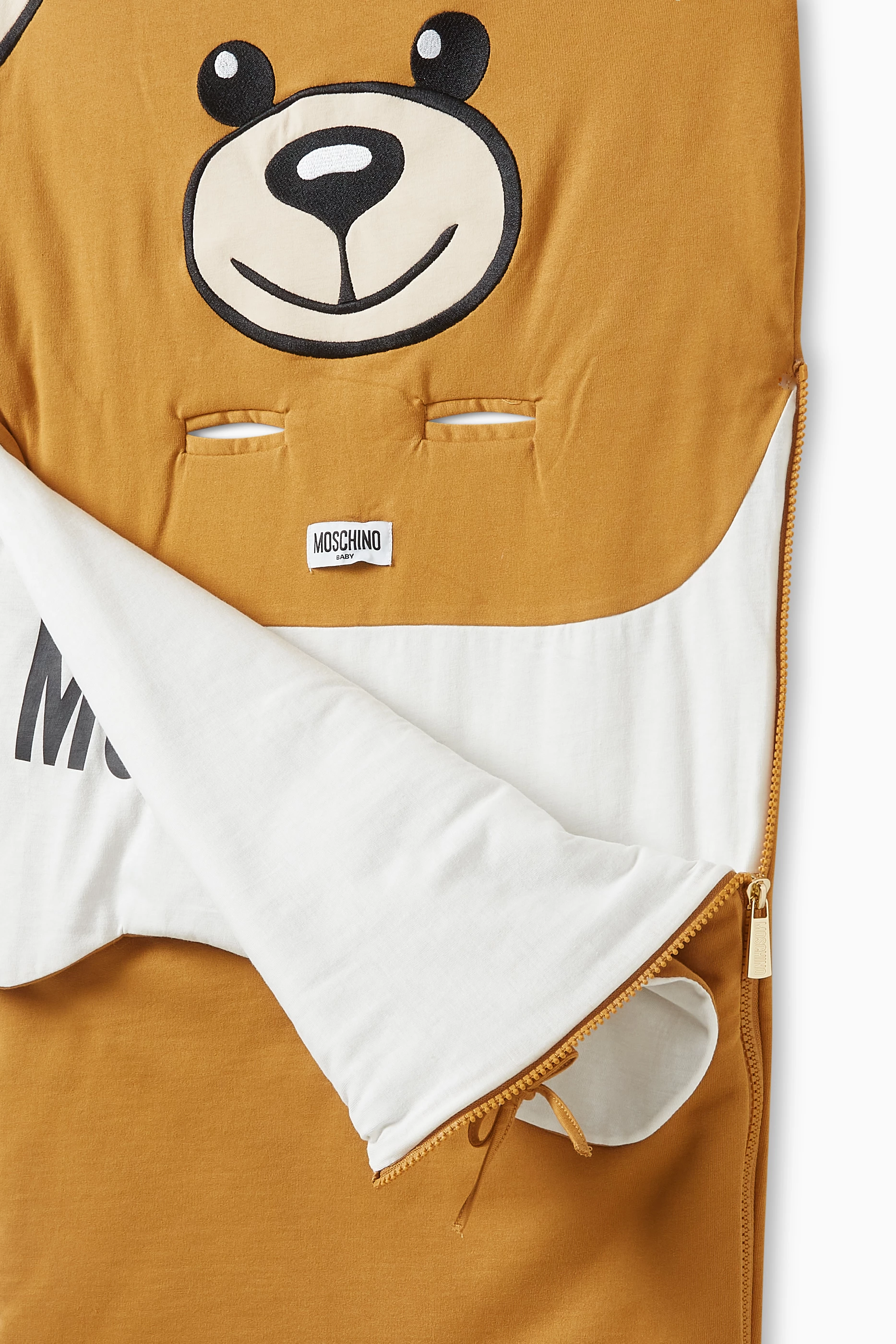 Buy Moschino Brown Teddy Bear Sleeping Bag in Cotton For Baby Boys Online Ounass Saudi