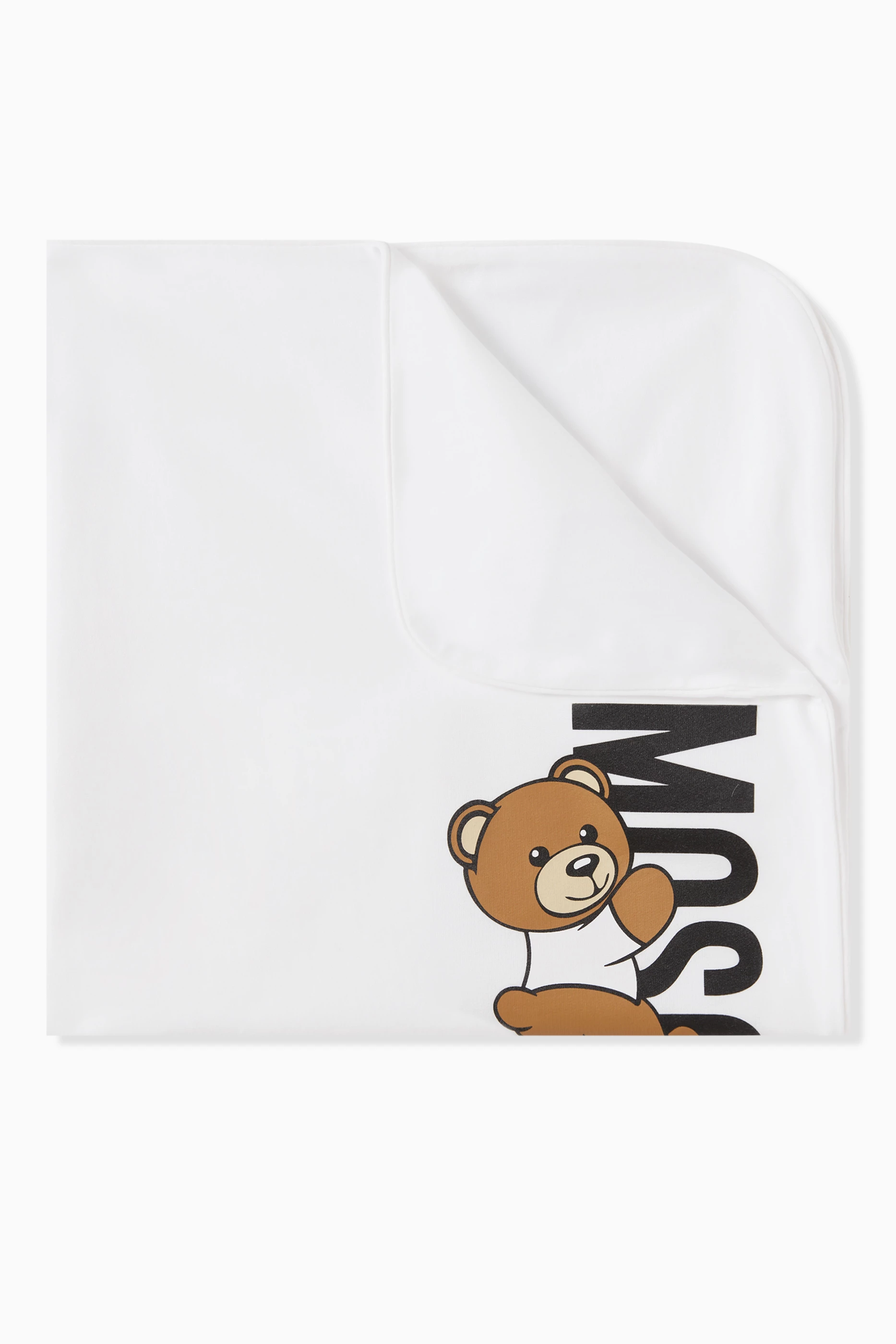 Buy Moschino White Teddy Bear Print Blanket in Cotton For Baby Girls Online Ounass Saudi