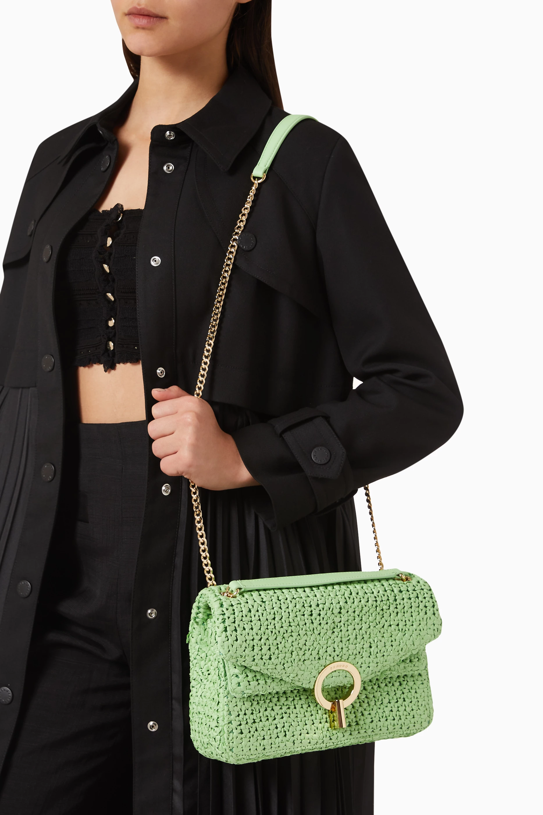 Sandro Clearance Sandro Sac Banane Cuir Sandro Sac Vert Sandro