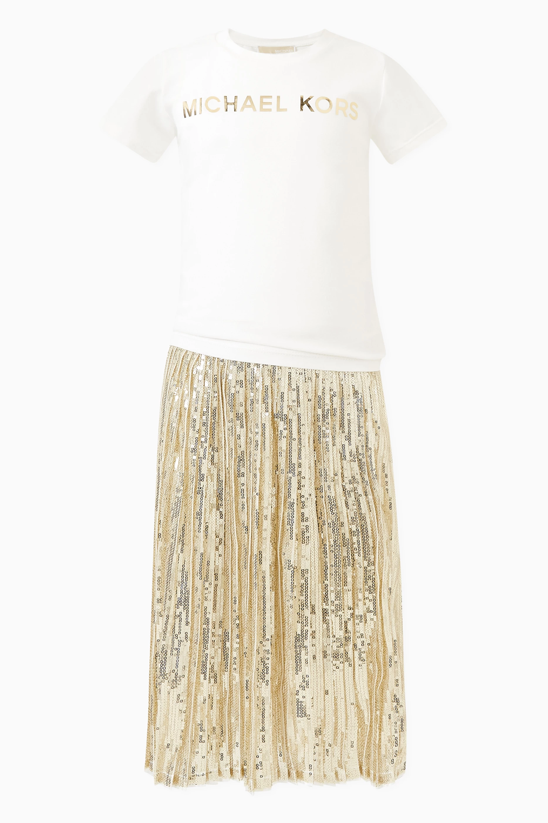 Michael kors gold sequin skirt top