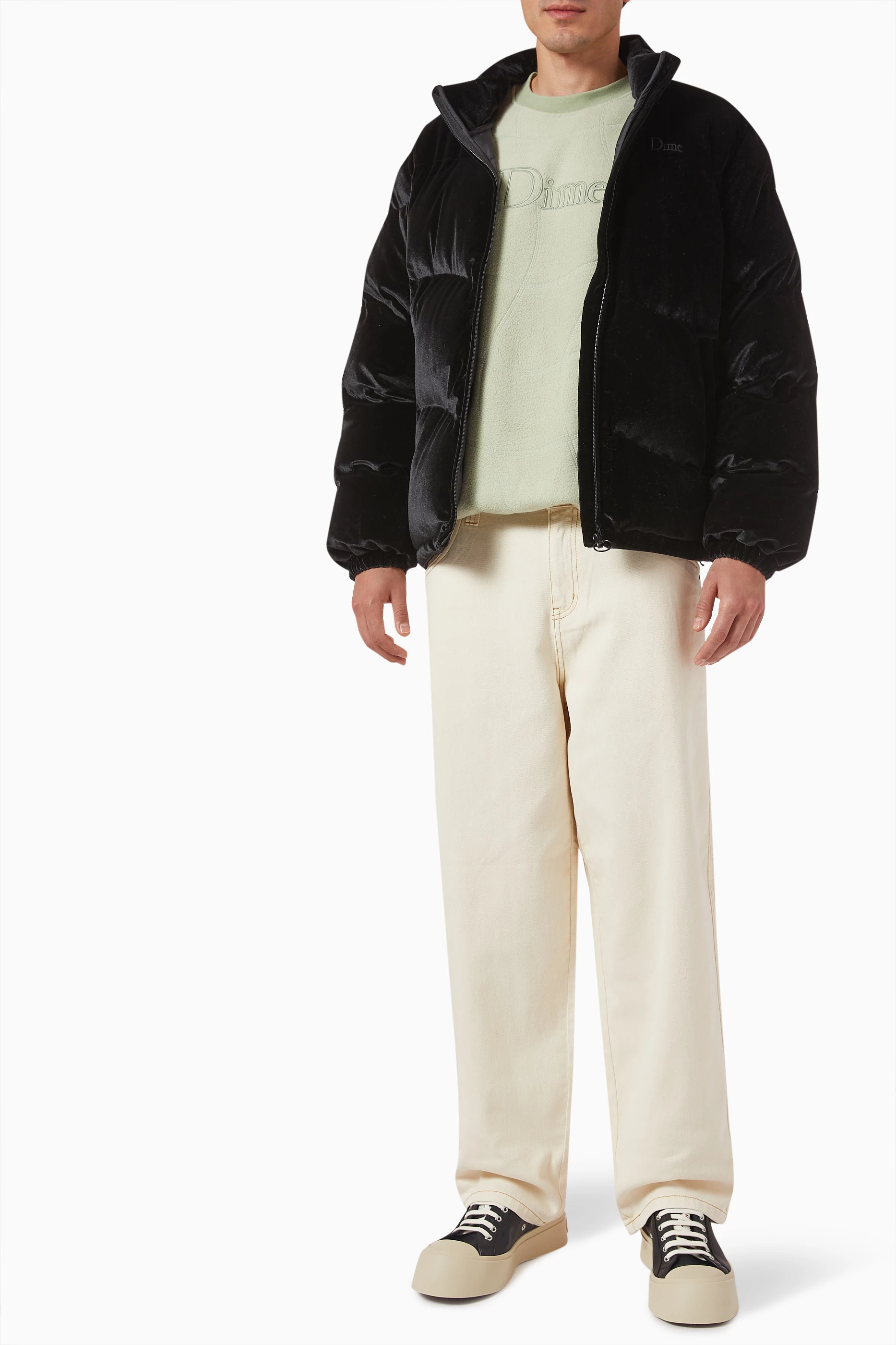 Buy Dime Green Classic Wave Polar Crewneck Sweatshirt For