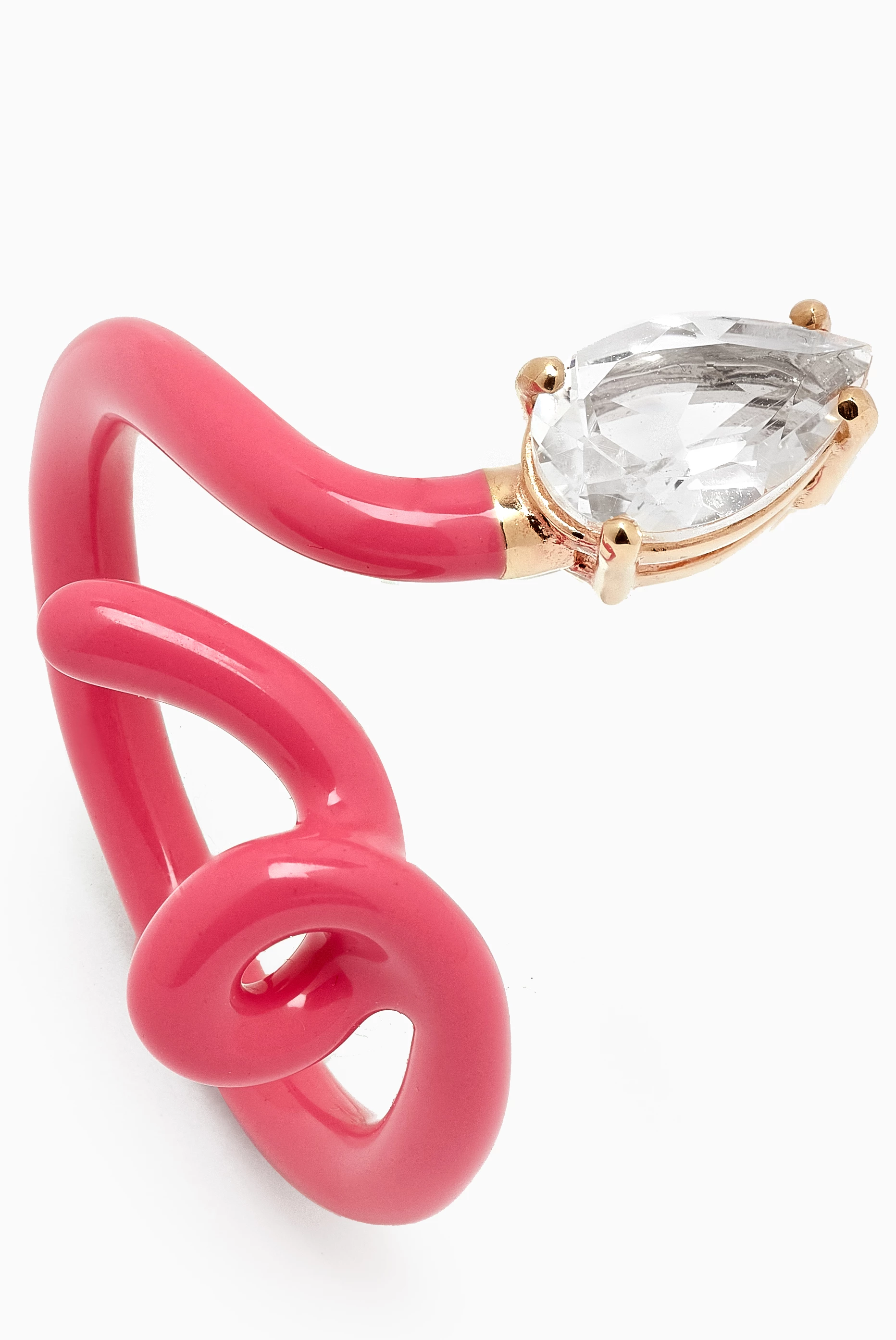 Buy Bea Bongiasca Pink Baby Vine Tendril Garnet & Enamel Ring in 