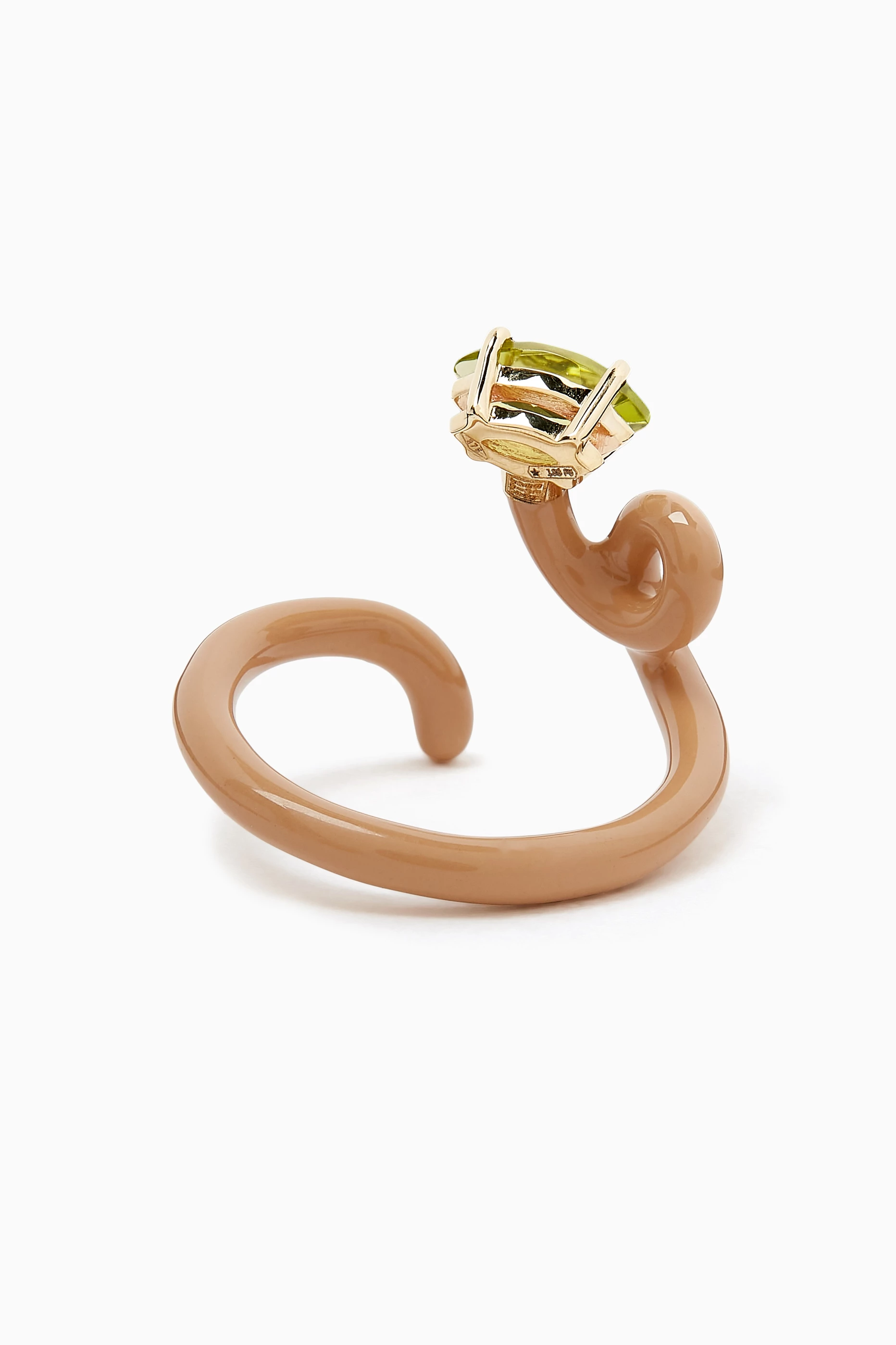 Buy Bea Bongiasca Neutral Baby Vine Tendril Enamel Ring in 9kt