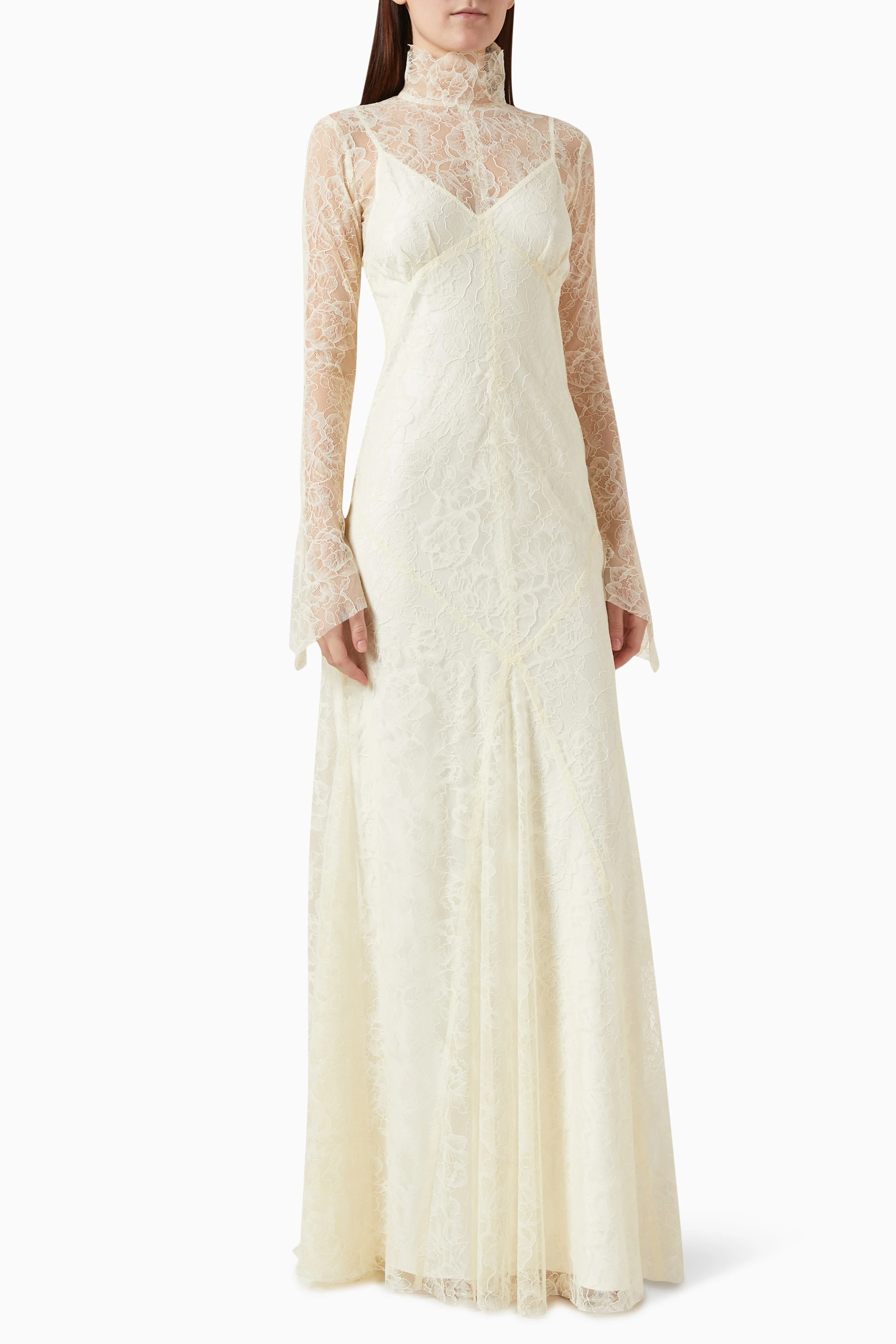 Buy De La Vali Neutral Hermosa Maxi Dress in Lace For Women Online | Ounass  Saudi